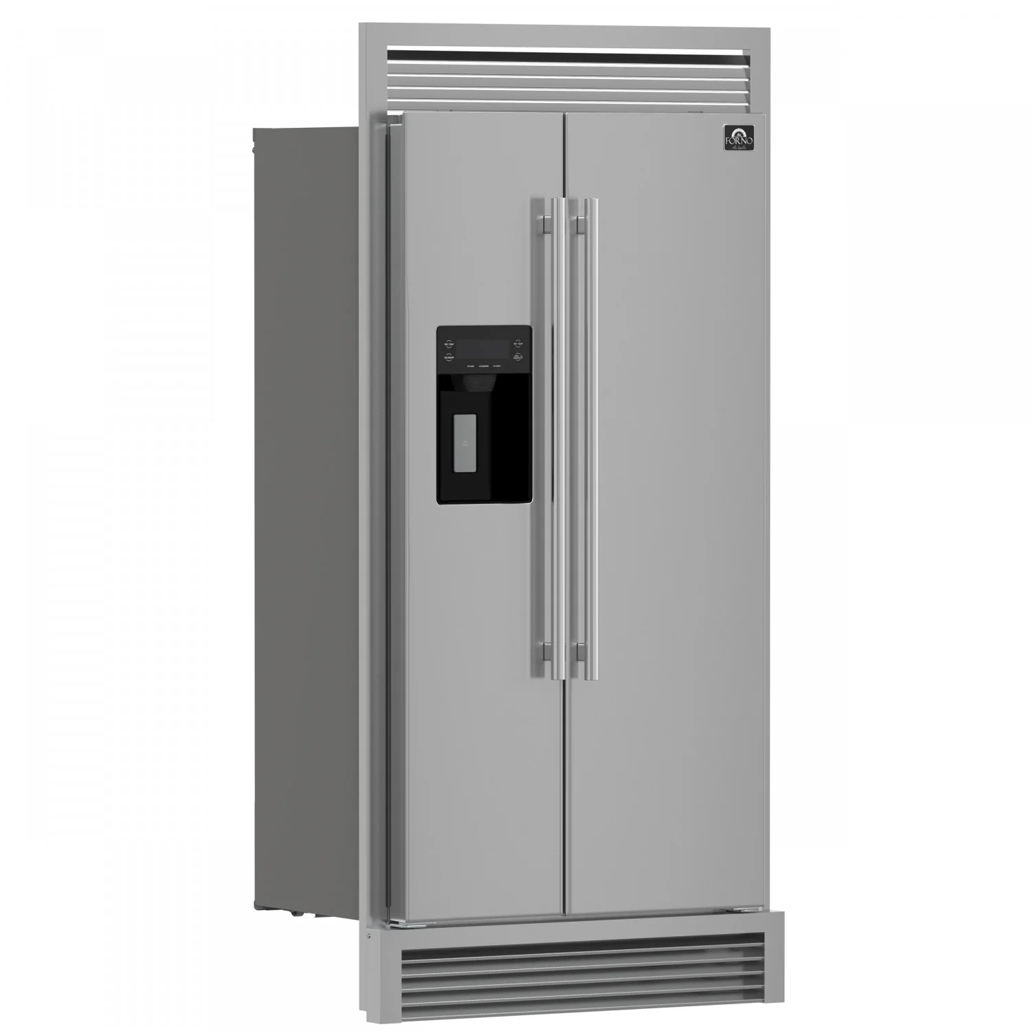 Forno Salerno 40" 20 Cu.Ft. Stainless Steel Built-in Side-by-Side Refrigerator with Ice & Water Dispenser - FFRBI1844-40SG - Image 2