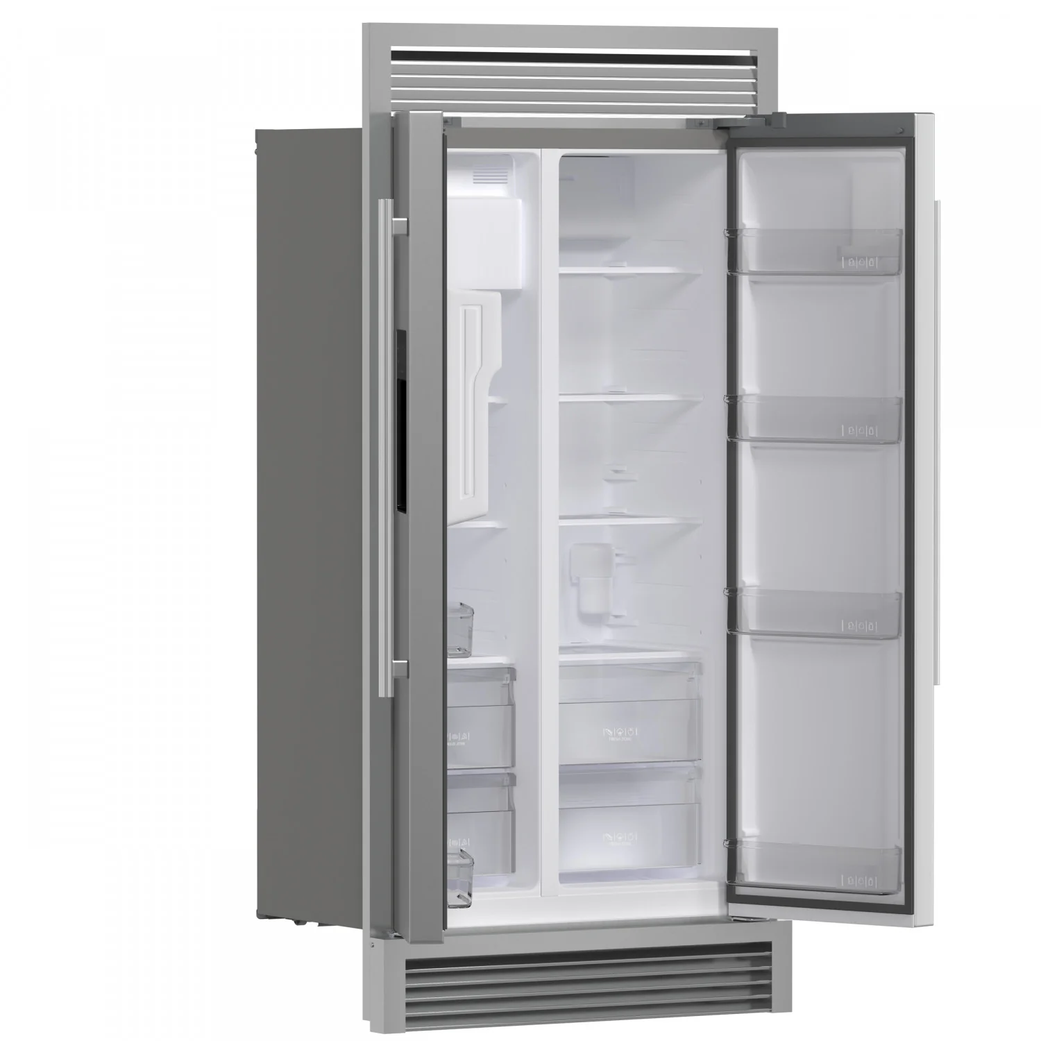 Forno Salerno 40" 20 Cu.Ft. Stainless Steel Built-in Side-by-Side Refrigerator with Ice & Water Dispenser - FFRBI1844-40SG - Image 4