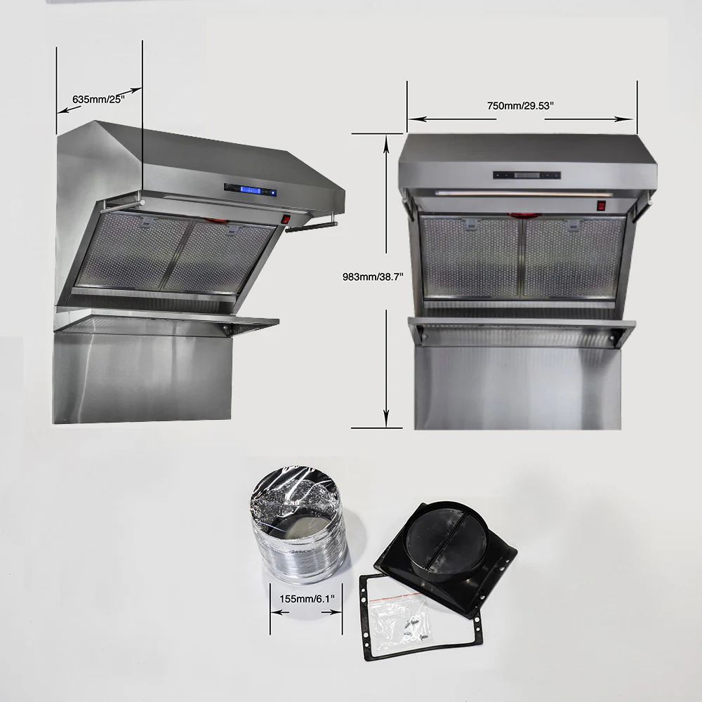 Forno Savona Stainless Steel 30" 600 CFM Wall Mounted Range Hood - FRHWM5029-30HB - Image 4