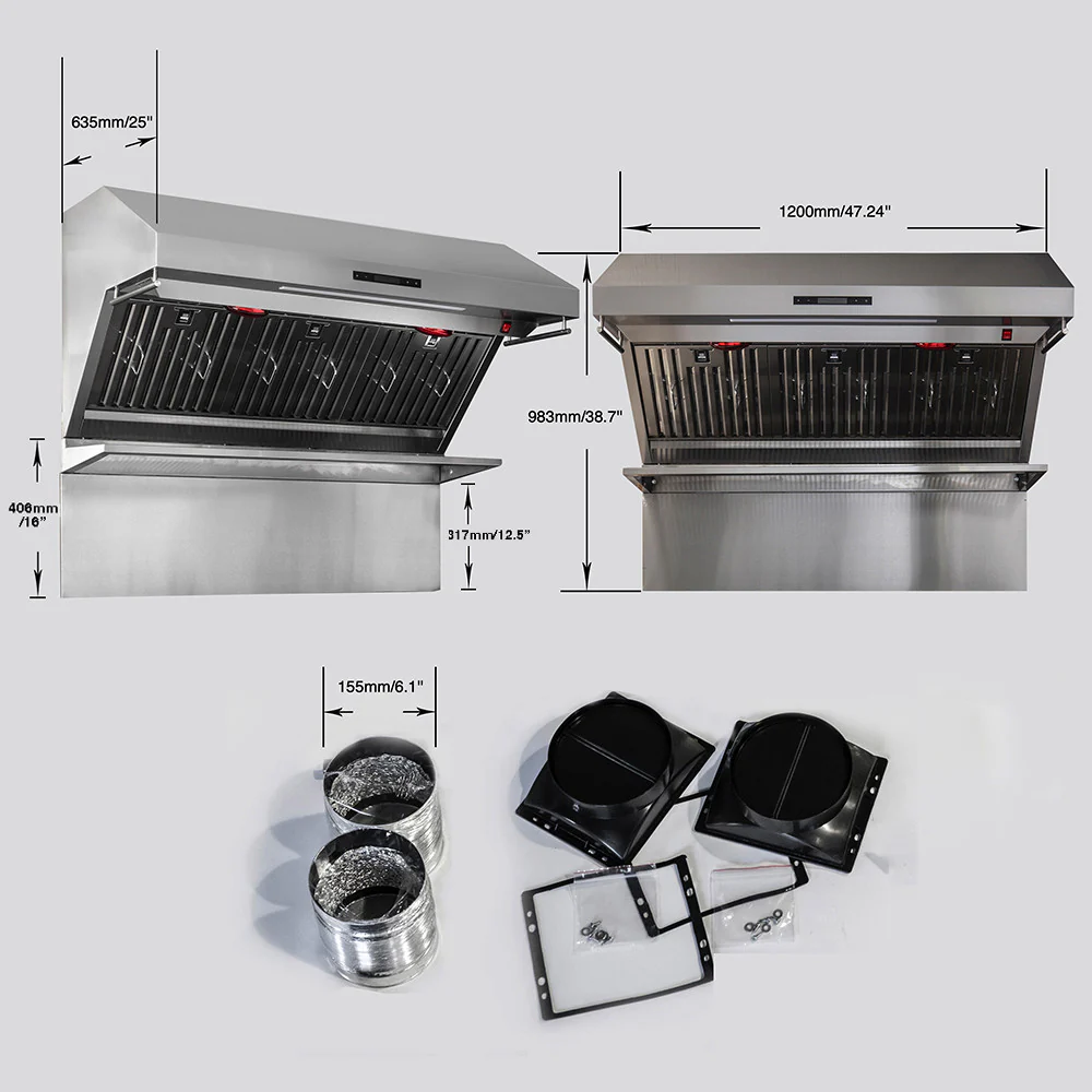 Forno Savona Stainless Steel 48" 1200 CFM Wall Mounted Range Hood - FRHWM5029-48 - Image 6