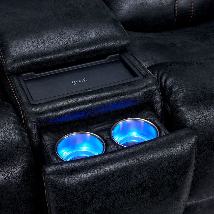 Franco Triple Power Reclining Loveseat with Console - Eclipse - Image 5