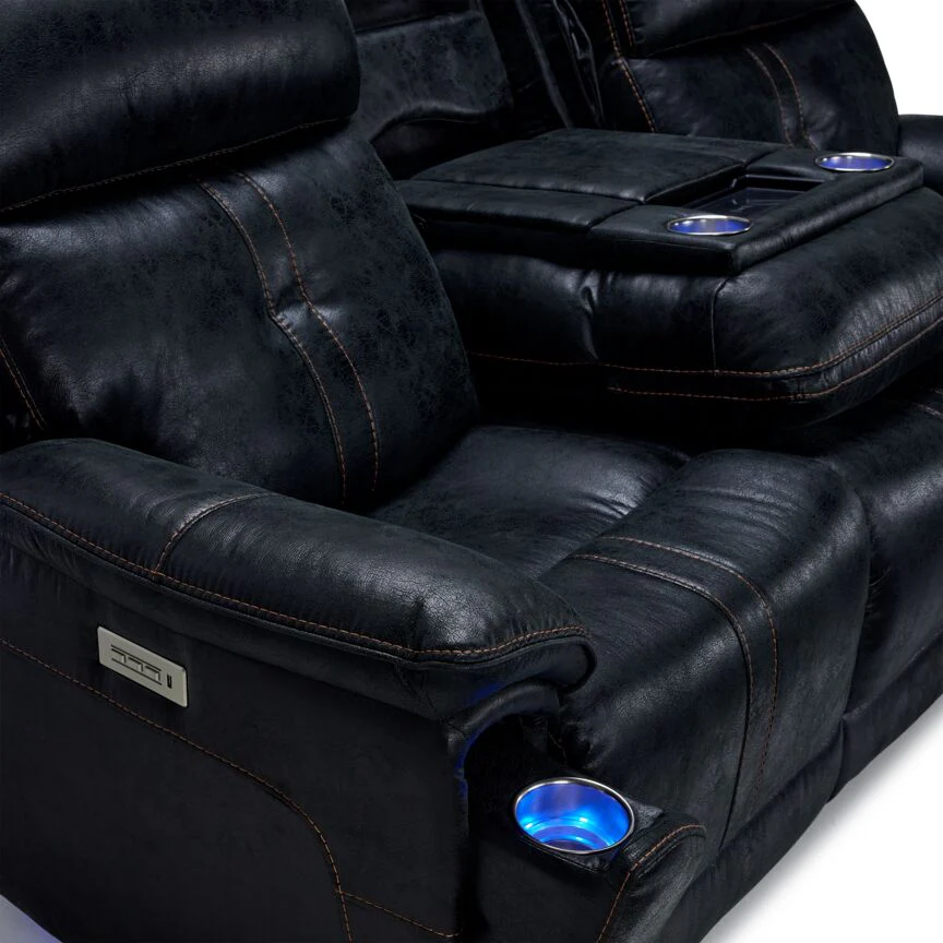 Franco Triple Power Reclining Sofa with Multimedia system - Eclipse - Image 7