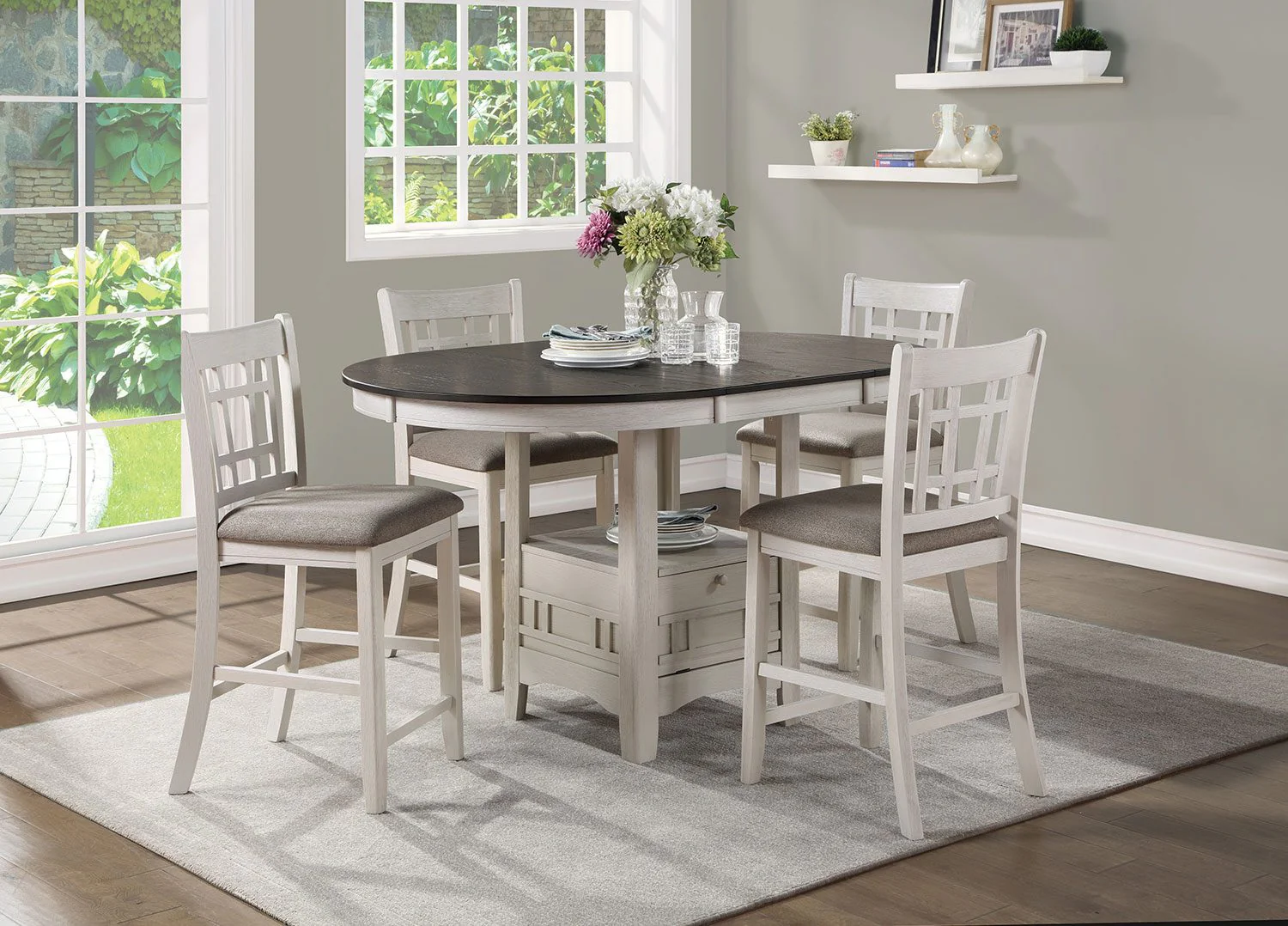 Freda Counter Height Stool - White, Dark Brown - Image 2