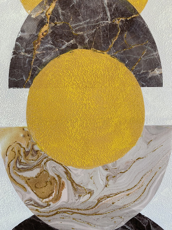 Free Spirit Geometric Canvas Wall Art - White, Yellow and Grey - Image 2