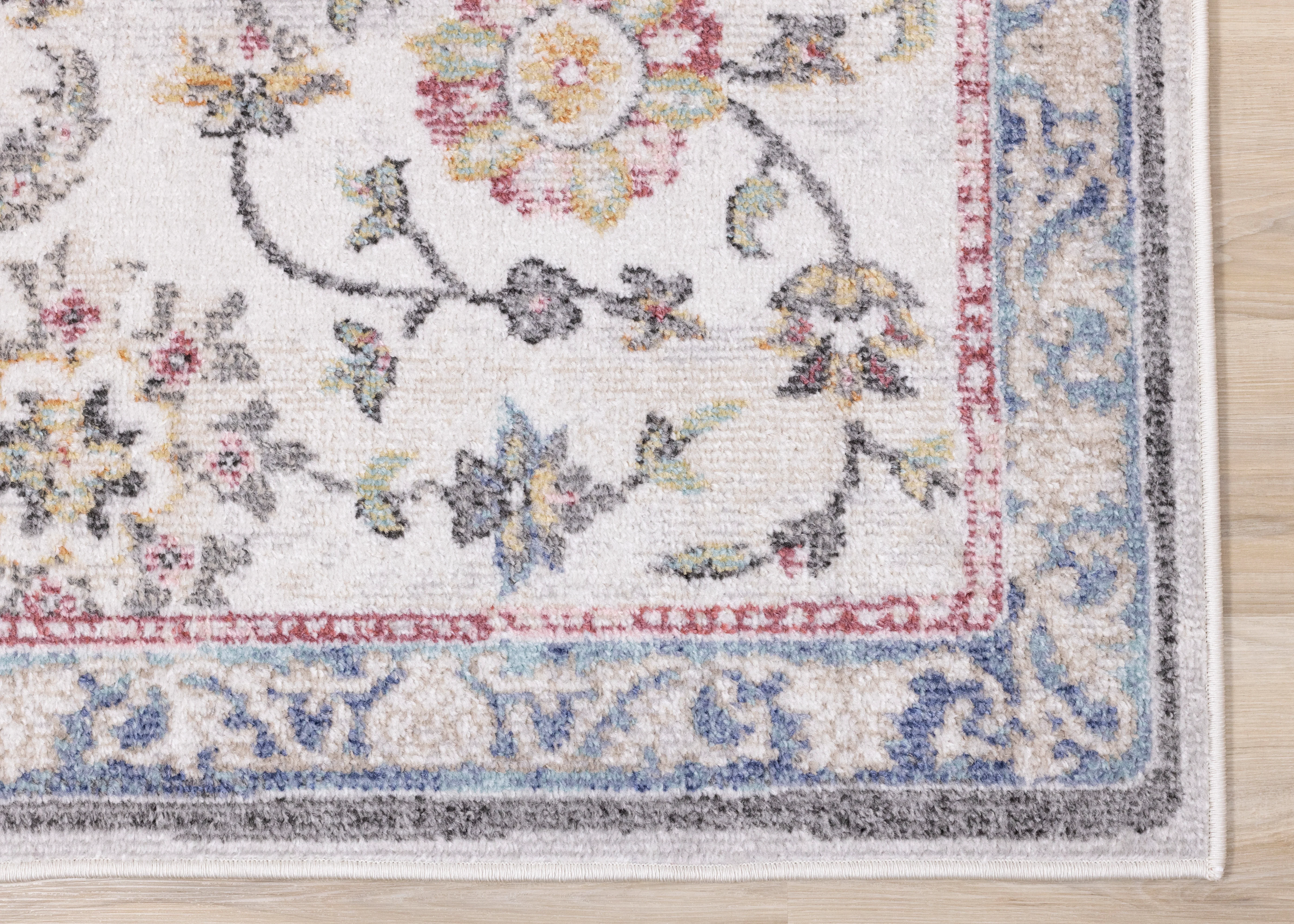 Fresco 5'3" x 7'7" Floral Border Area Rug - Image 5