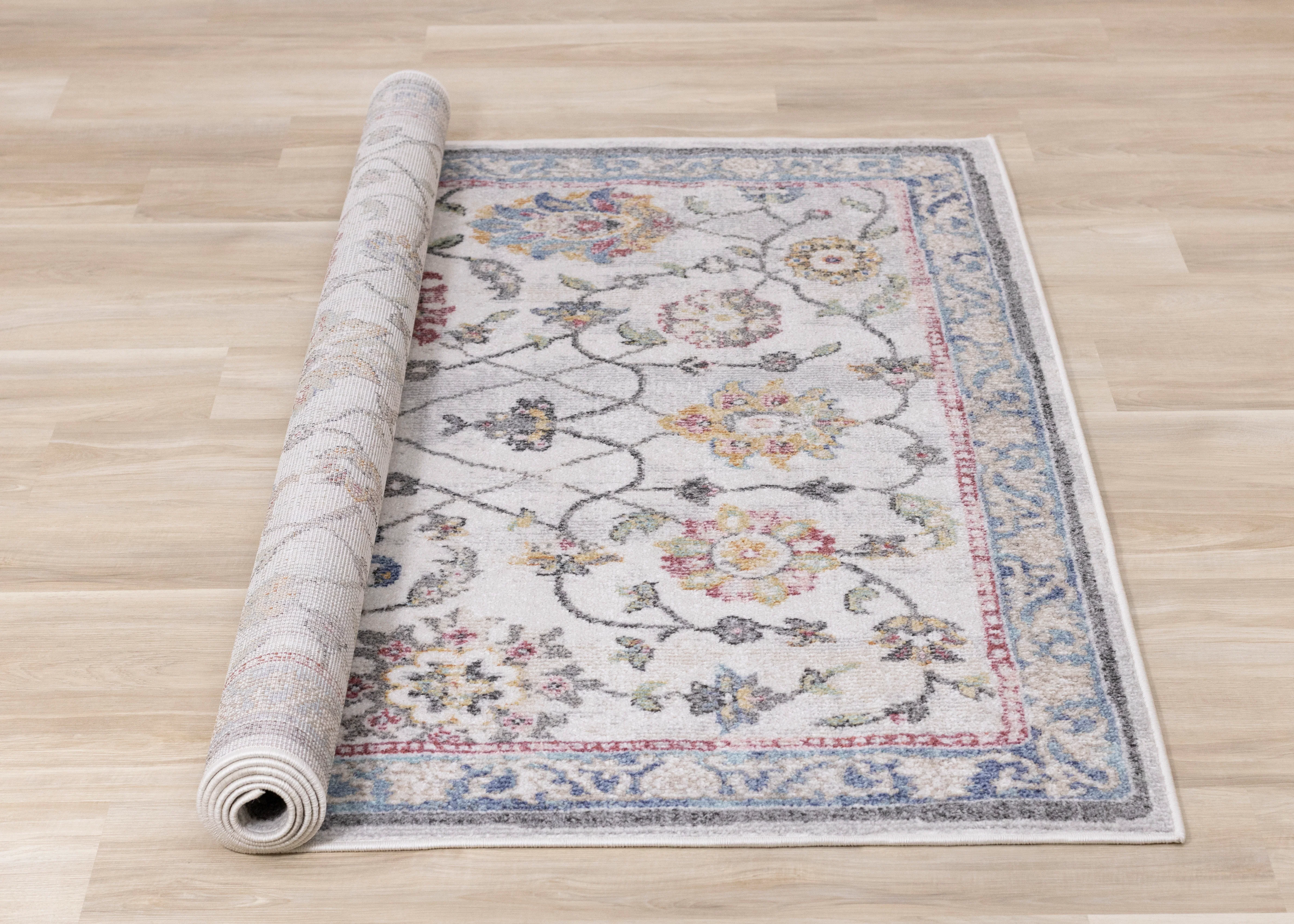 Fresco 5'3" x 7'7" Floral Border Area Rug - Image 7
