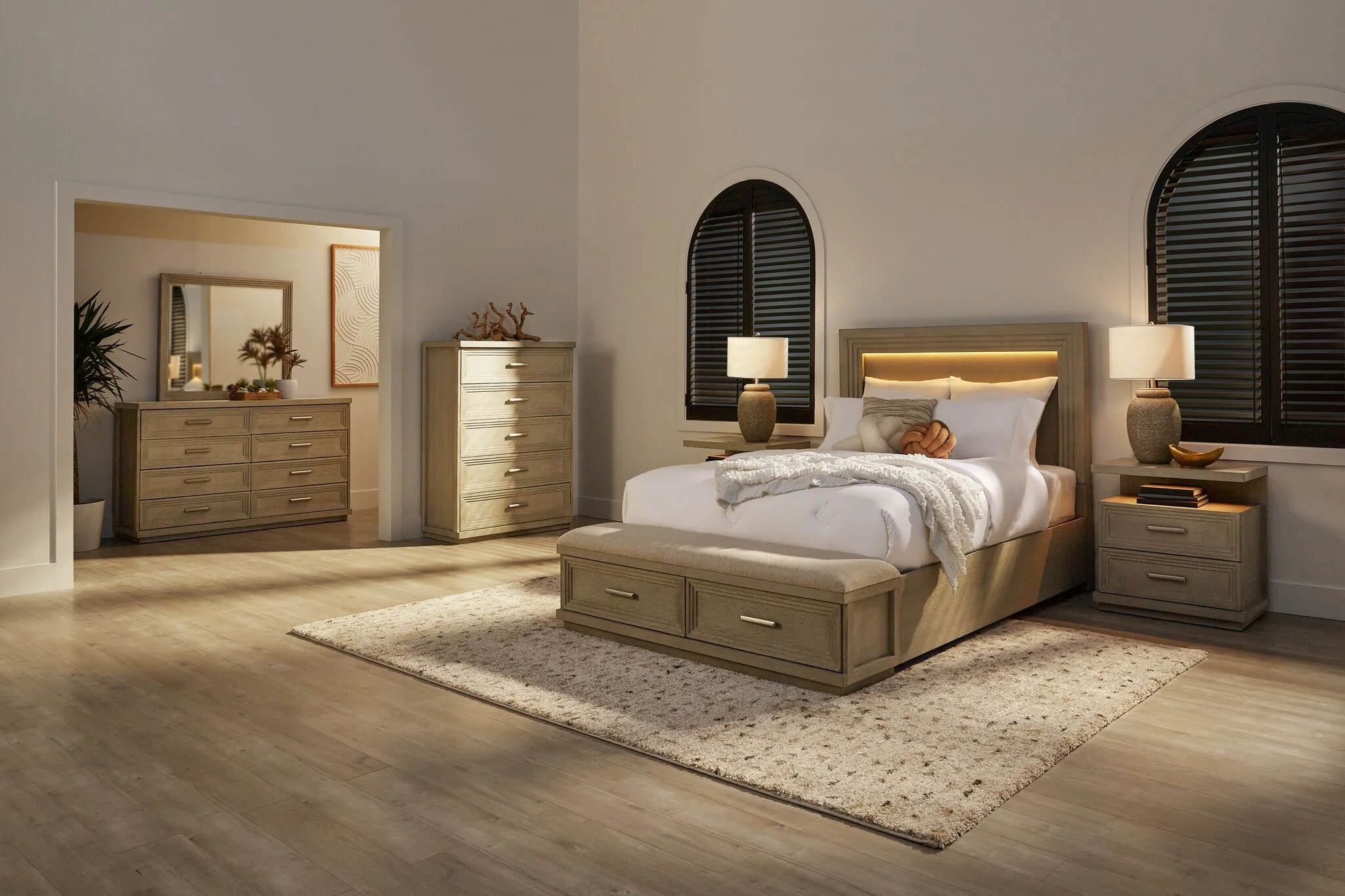 Fresh Perspective Cascade 3-Piece King Storage Bench Bed - Dovetail Grey - Image 2