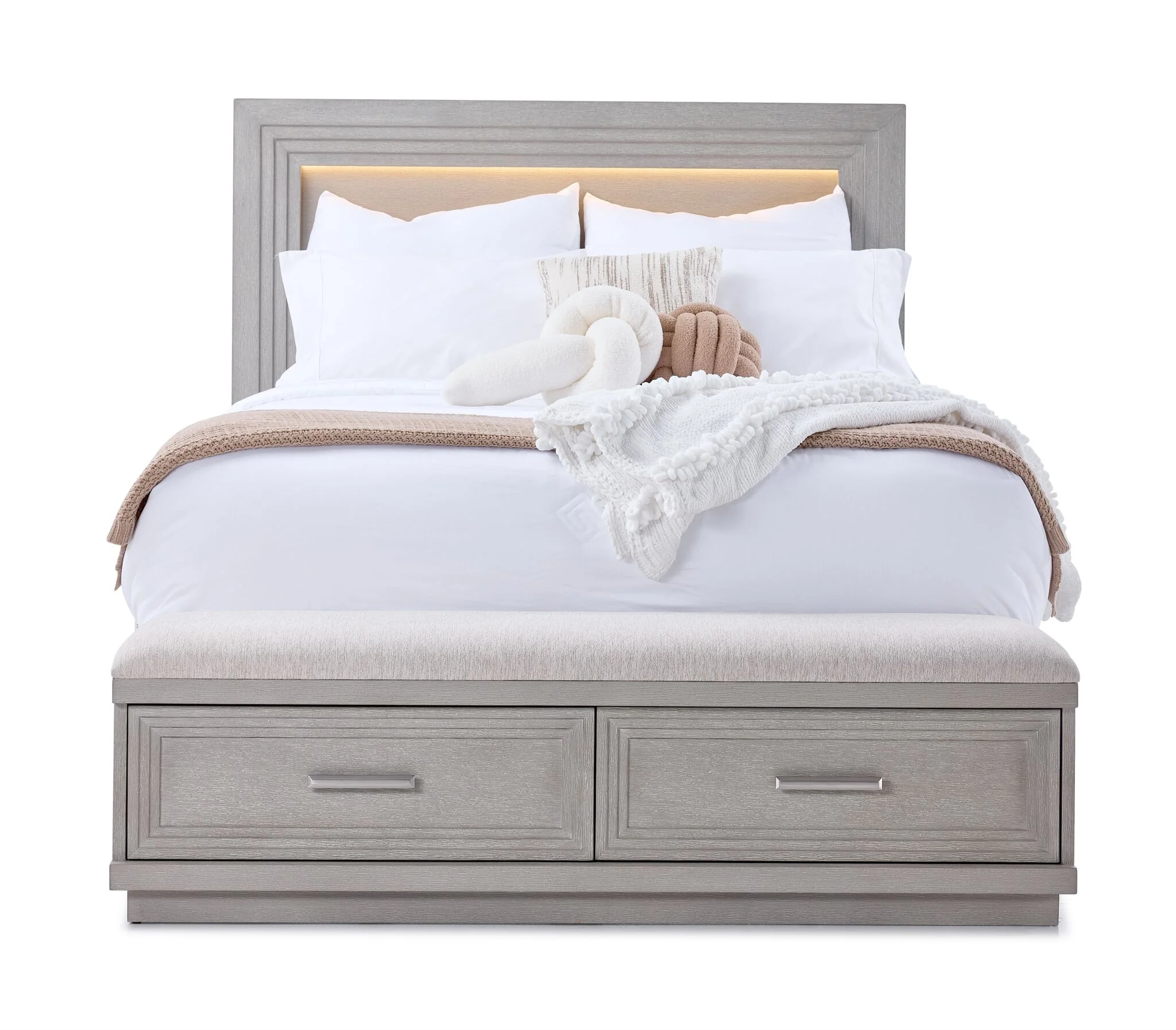 Fresh Perspective Cascade 3-Piece King Storage Bench Bed - Dovetail Grey - Image 4