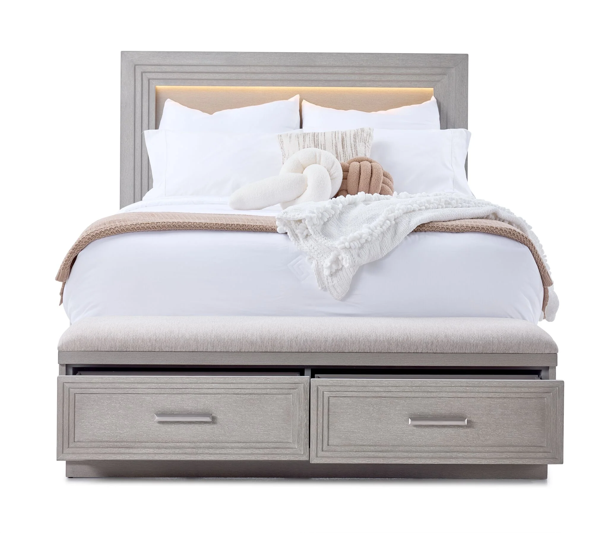Fresh Perspective Cascade 3-Piece Queen Storage Bench Bed - Dovetail Grey - Image 5