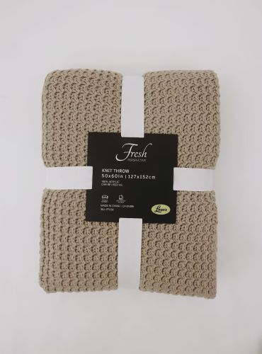Fresh Perspective Knit Ivory Throw -Light Brown - Image 4