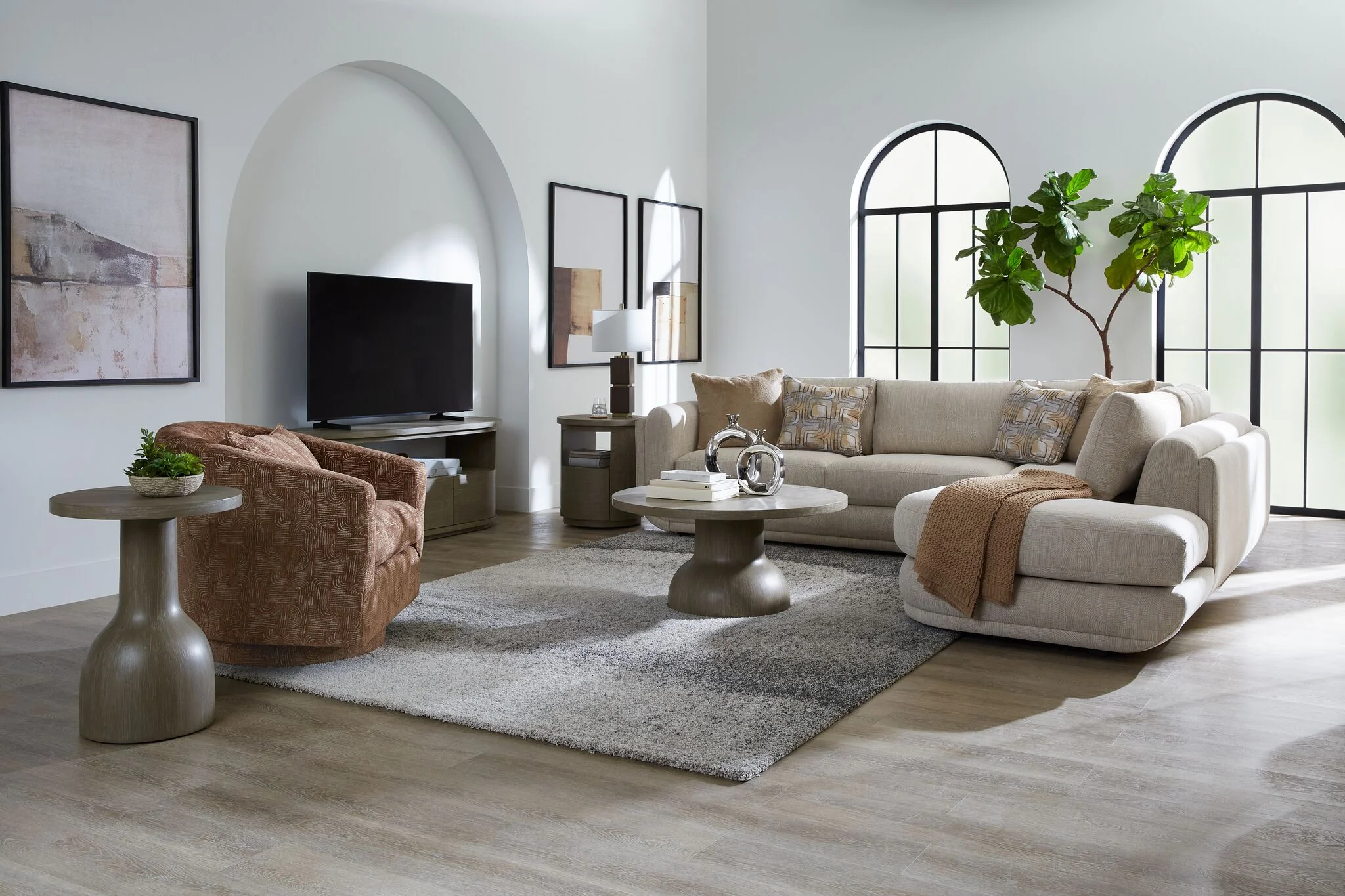 Fresh Perspective - Perspective 2-Piece Sectional with Right-Facing Chaise - Beige - Image 2