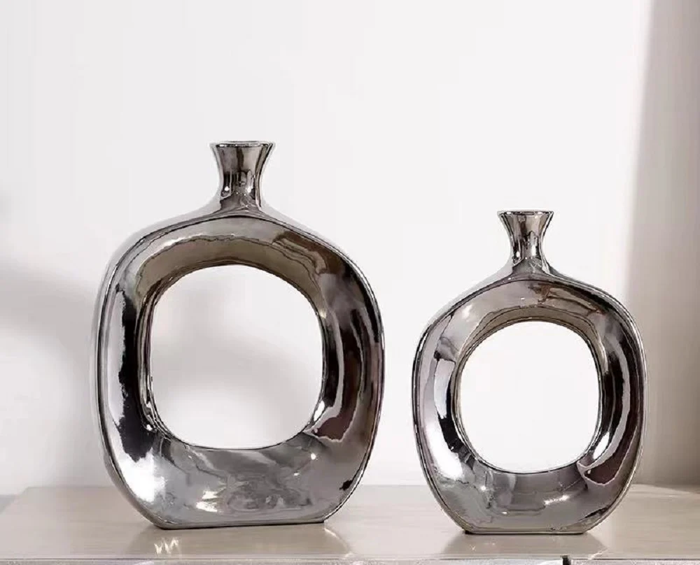 Fresh Perspective Shiny Silver Small Vase -Silver - Image 2
