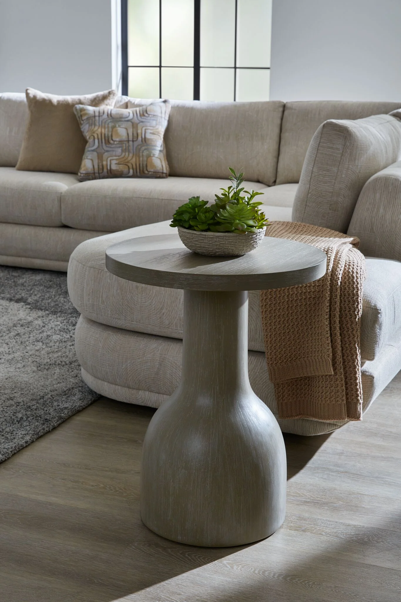 Fresh Perspective Turin 20" Round End Table - Grey - Image 2
