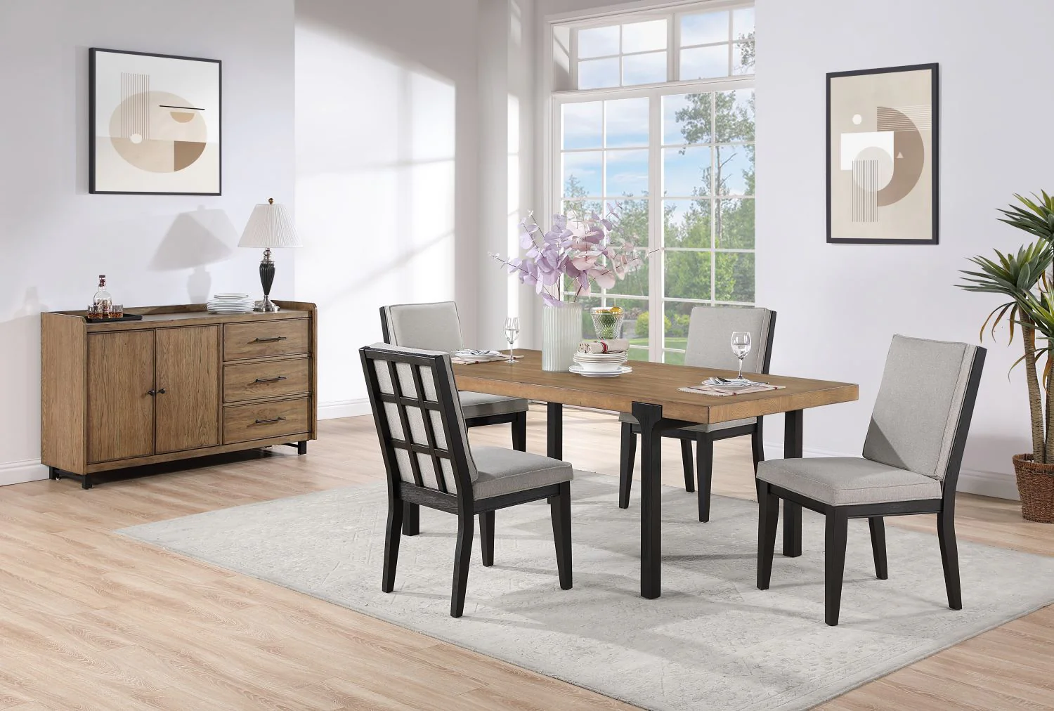 Freye 5-Piece Dining Set - Black, Brown - Image 2