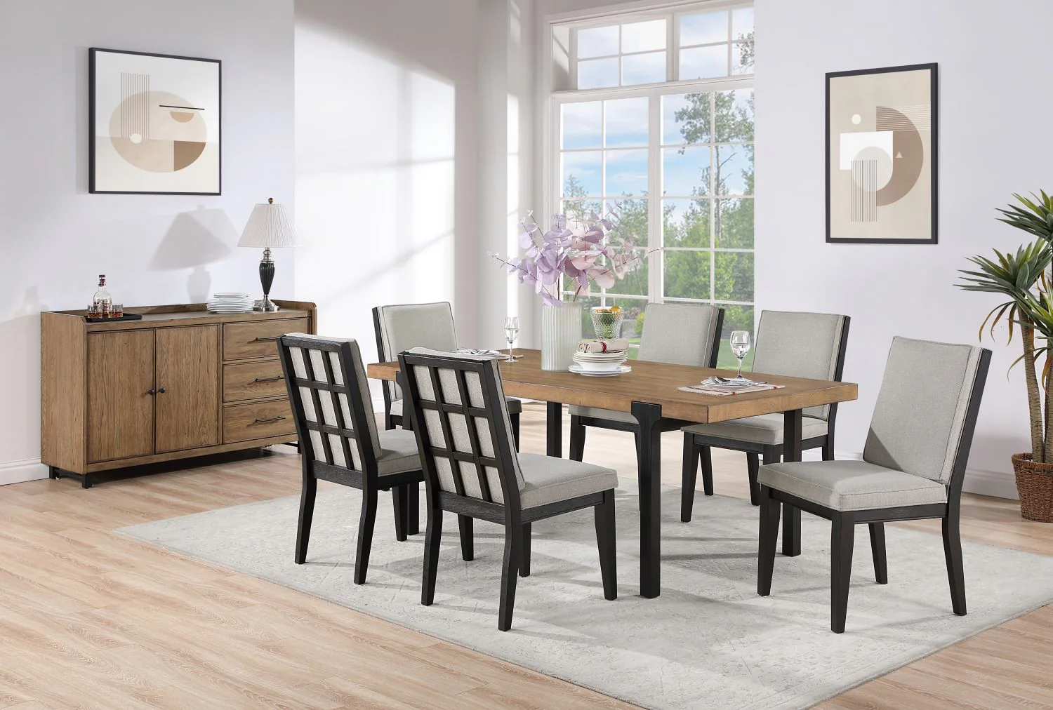 Freye 7-Piece Dining Set - Black, Brown - Image 2