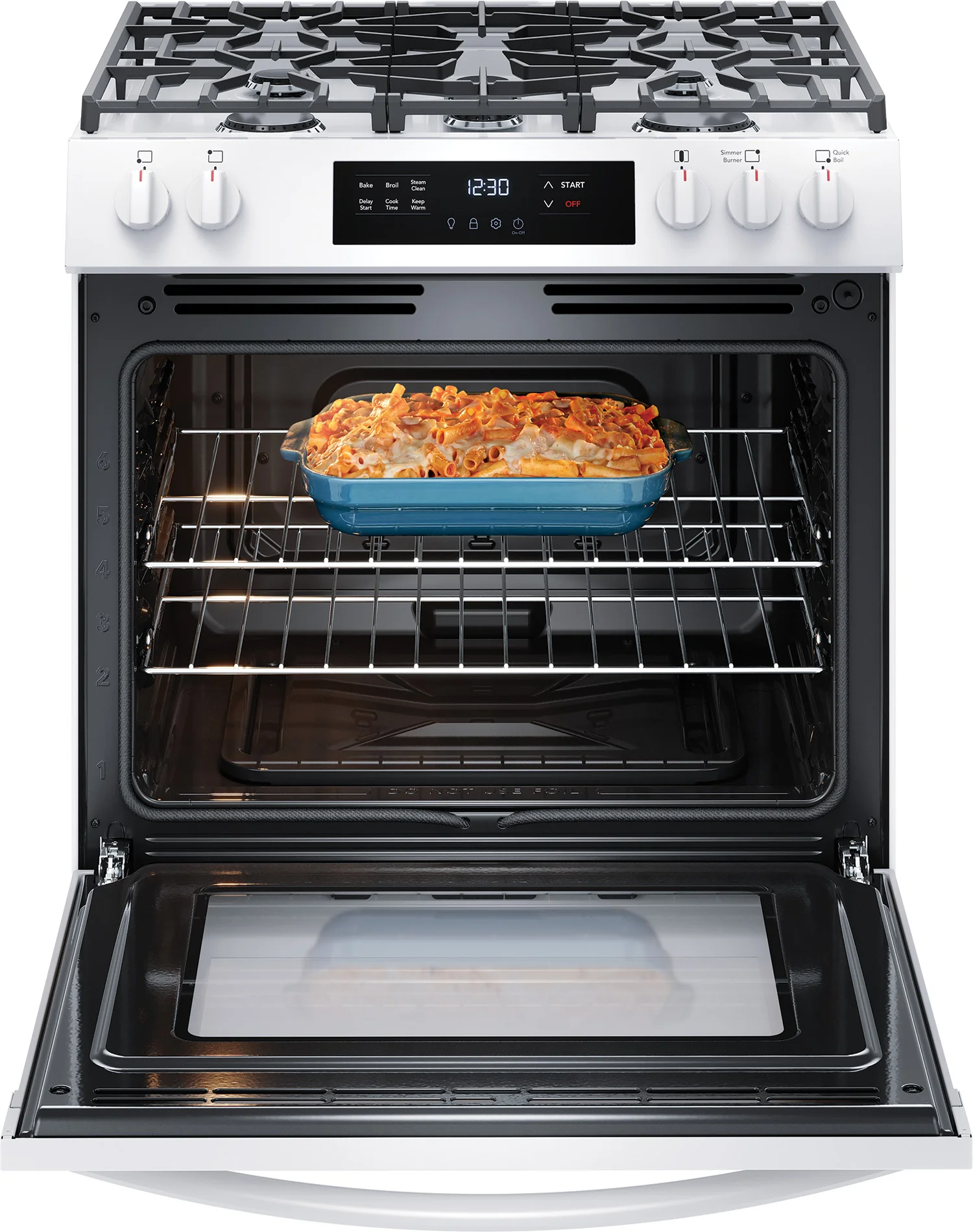 Frigidaire White 30'' Front Control Gas Range (5.1 Cu. Ft) - FCFG3062AW - Image 6
