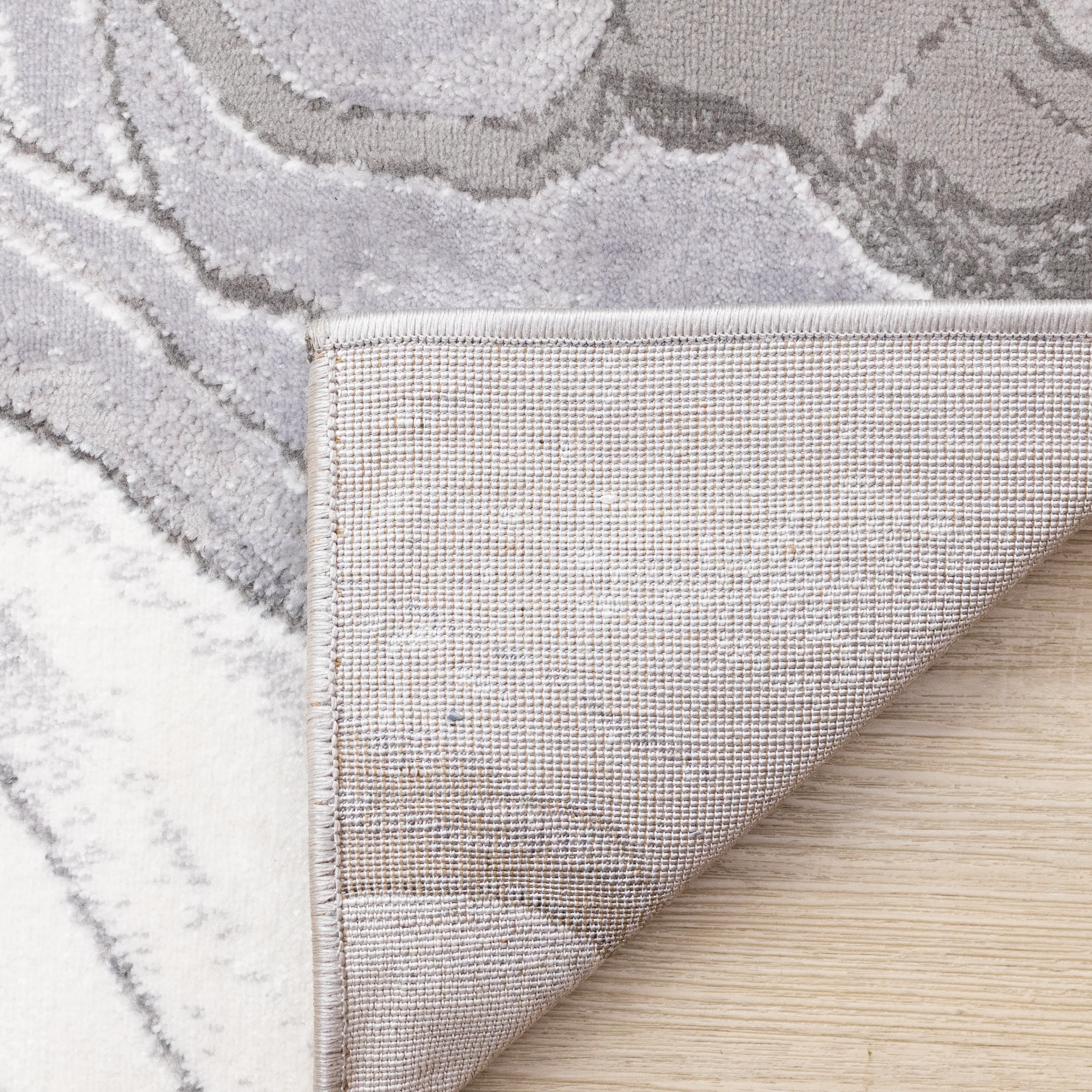 Frosted Cloud 5'3" x 7'7" Marble Design Area Rug - Grey, White - Image 10