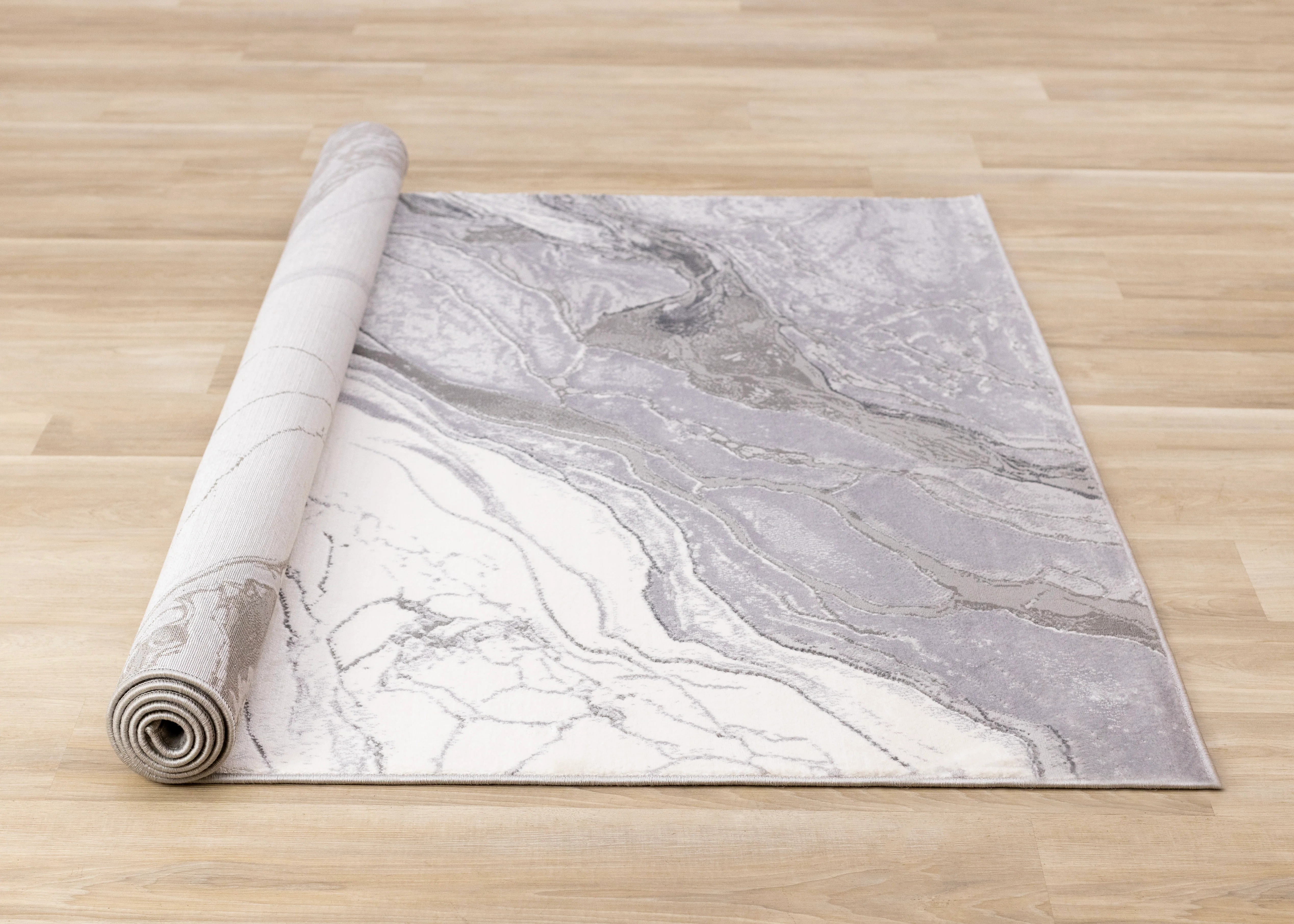 Frosted Cloud 5'3" x 7'7" Marble Design Area Rug - Grey, White - Image 6