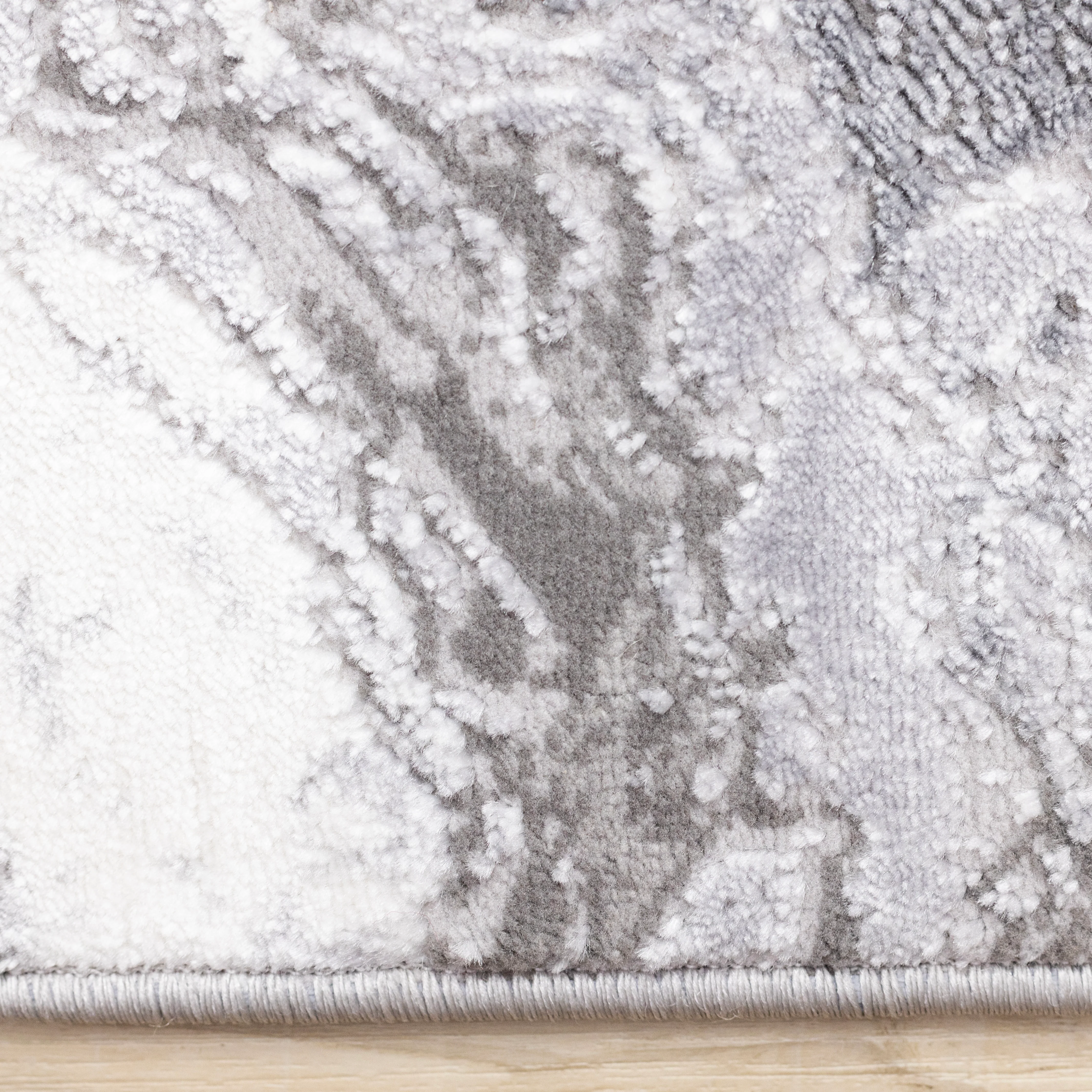 Frosted Cloud 5'3" x 7'7" Marble Design Area Rug - Grey, White - Image 9