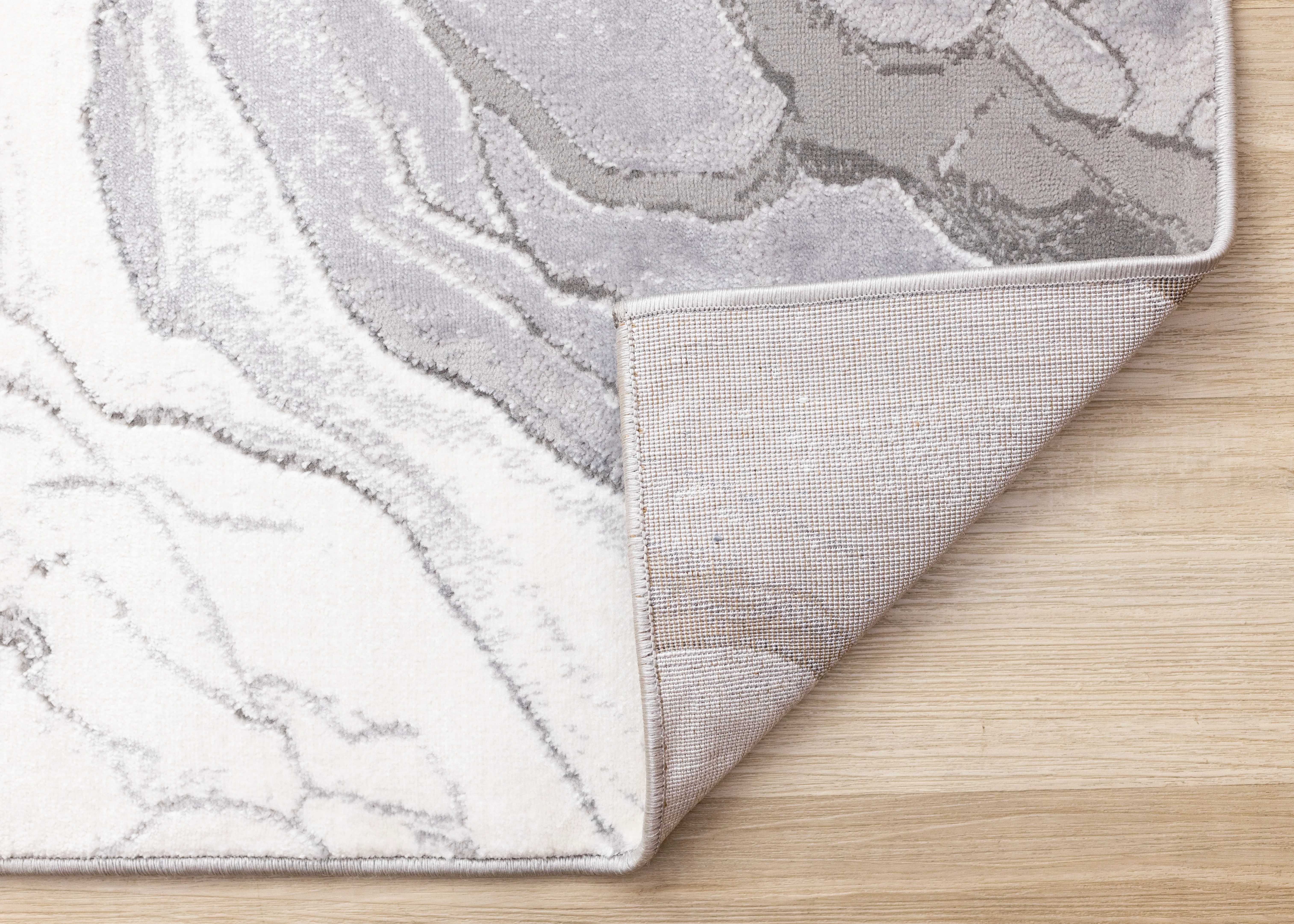 Frosted Cloud 6'7" x 9'6" Marble Design Area Rug - Grey, White - Image 5