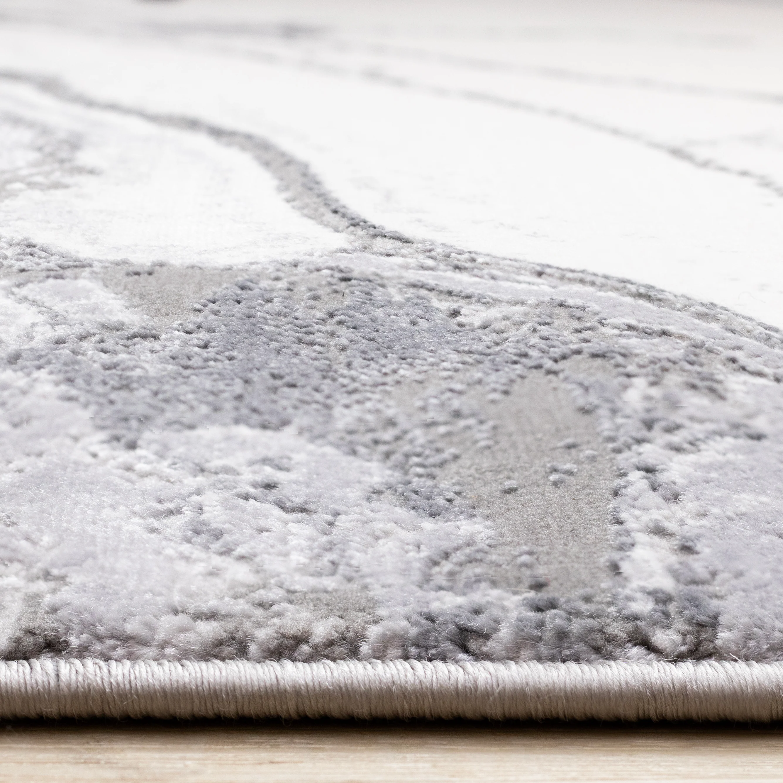 Frosted Cloud 6'7" x 9'6" Marble Design Area Rug - Grey, White - Image 8