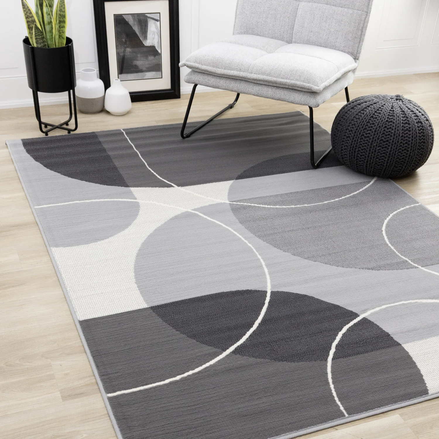 Functional Contemporary Area Rug - 7' X 10' - Grey - Image 2