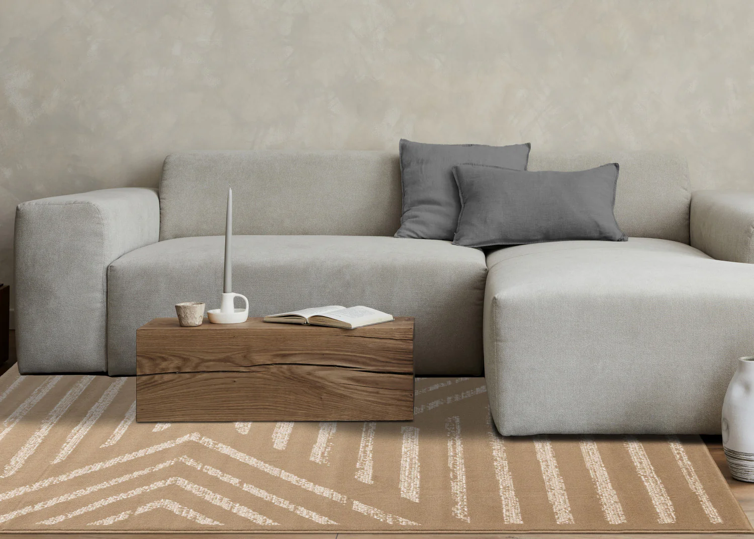 Functional Contemporary Lines Area Rug - 5' X 8' - Brown/Cream - Image 3