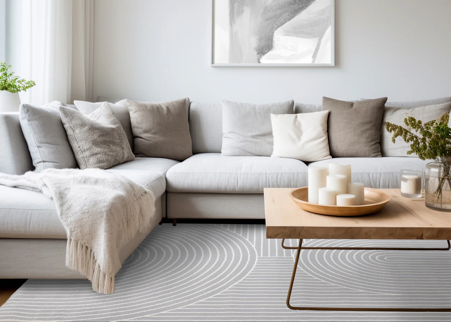 Functional Modern Arches Area Rug - 5' X 8' - Grey/White - Image 3