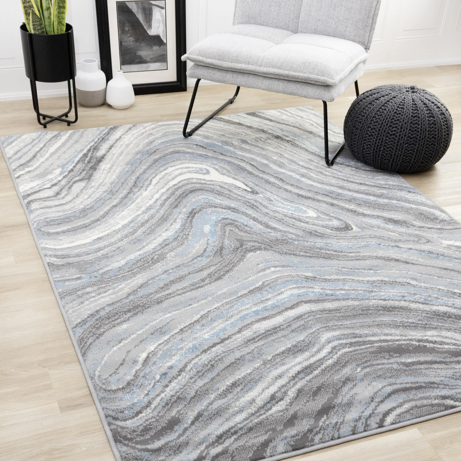 Functional Modern Area Rug - 8' X 11' - Blue/Grey - Image 2