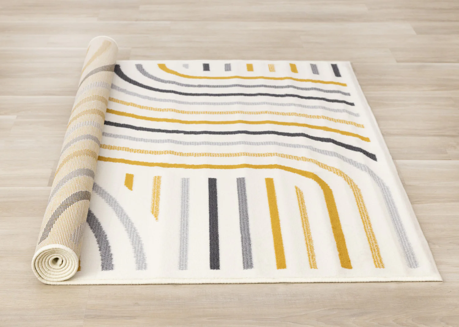 Functional Modern Curves Area Rug - 5' X 8' - Cream/Yellow - Image 8