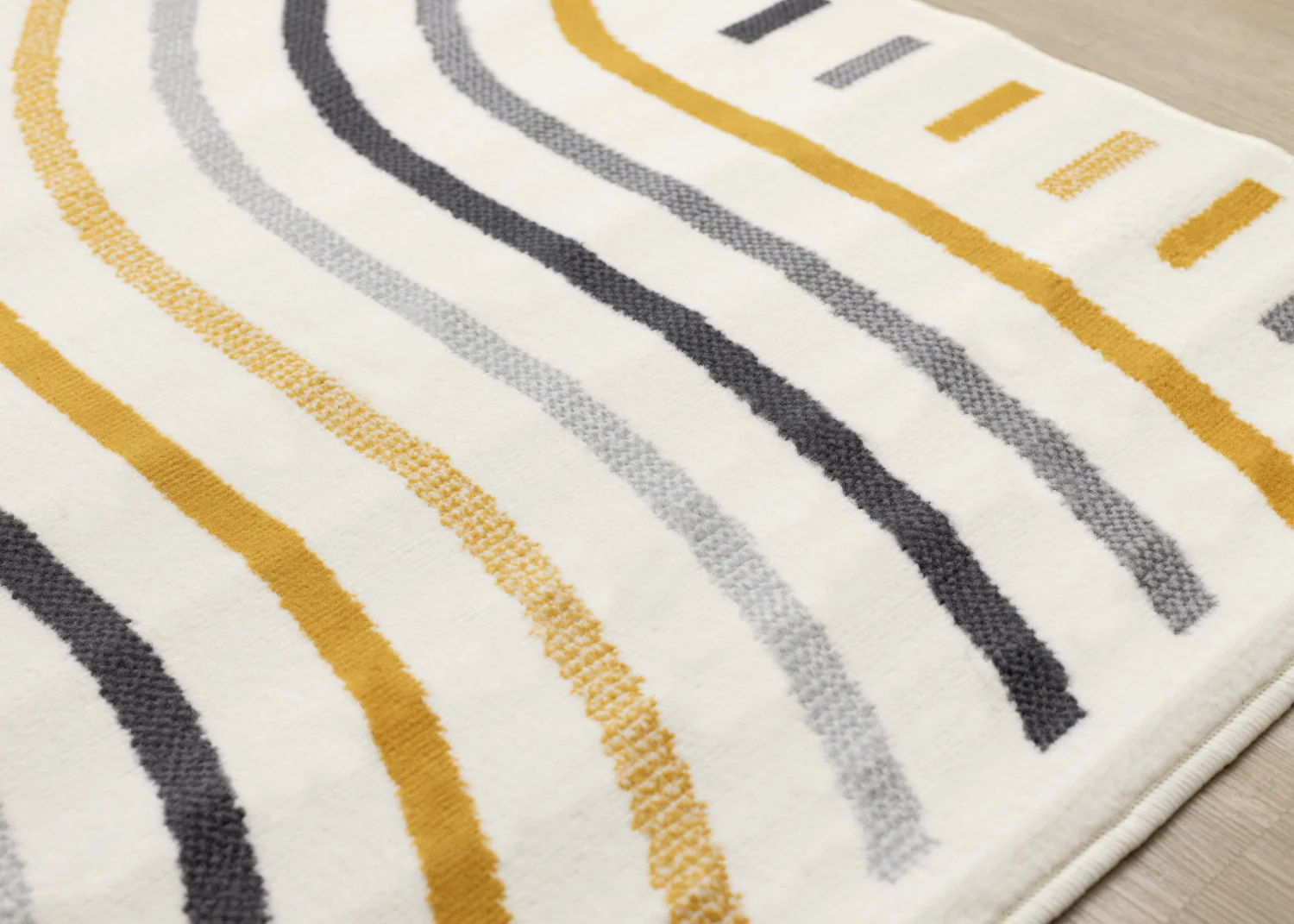Functional Modern Curves Area Rug - 8' X 11' - Cream/Yellow - Image 4