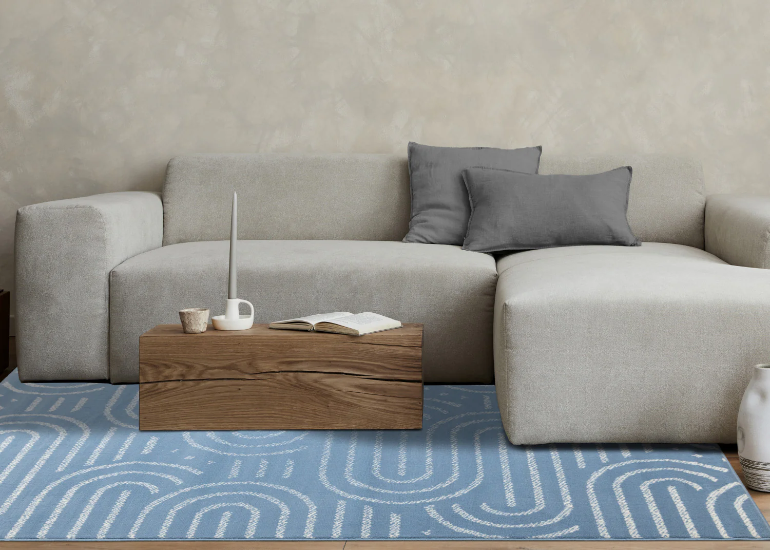 Functional Modern Links Area Rug - 8' X 11' - Blue/Cream - Image 3