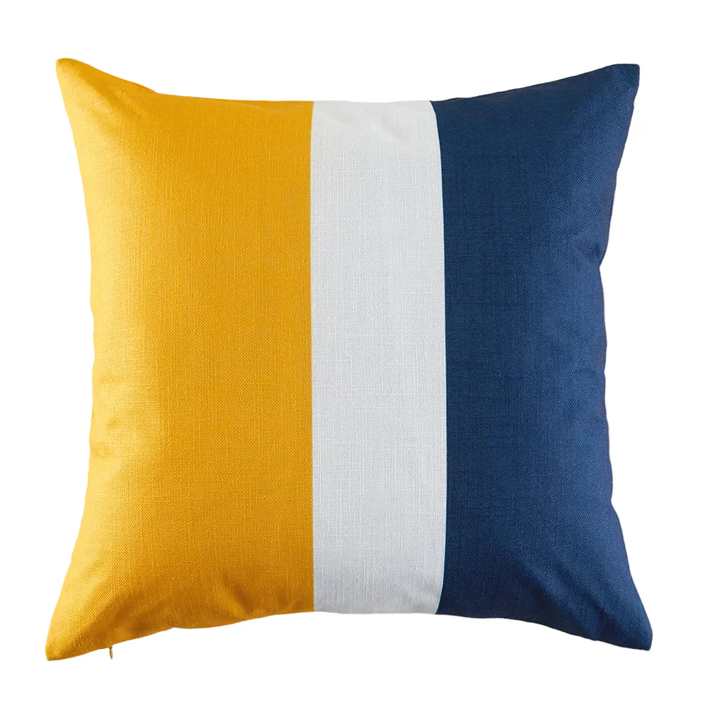 Garden Party Outdoor Decorative Accent Cushion - Yellow, Navy Stripe - Image 2