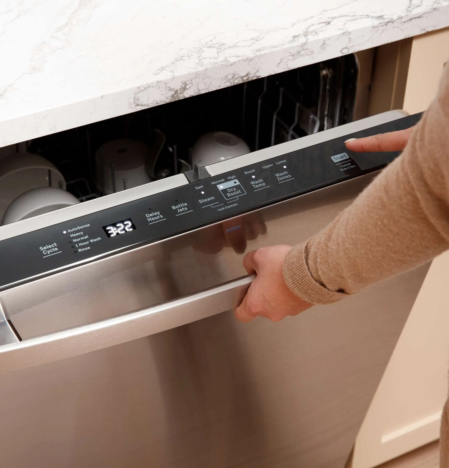 GE 24" Fingerprint Resistant Stainless Steel Top Control Dishwasher with Stainless Steel Interior and Third Rack - GDT670SYVFS - Image 7