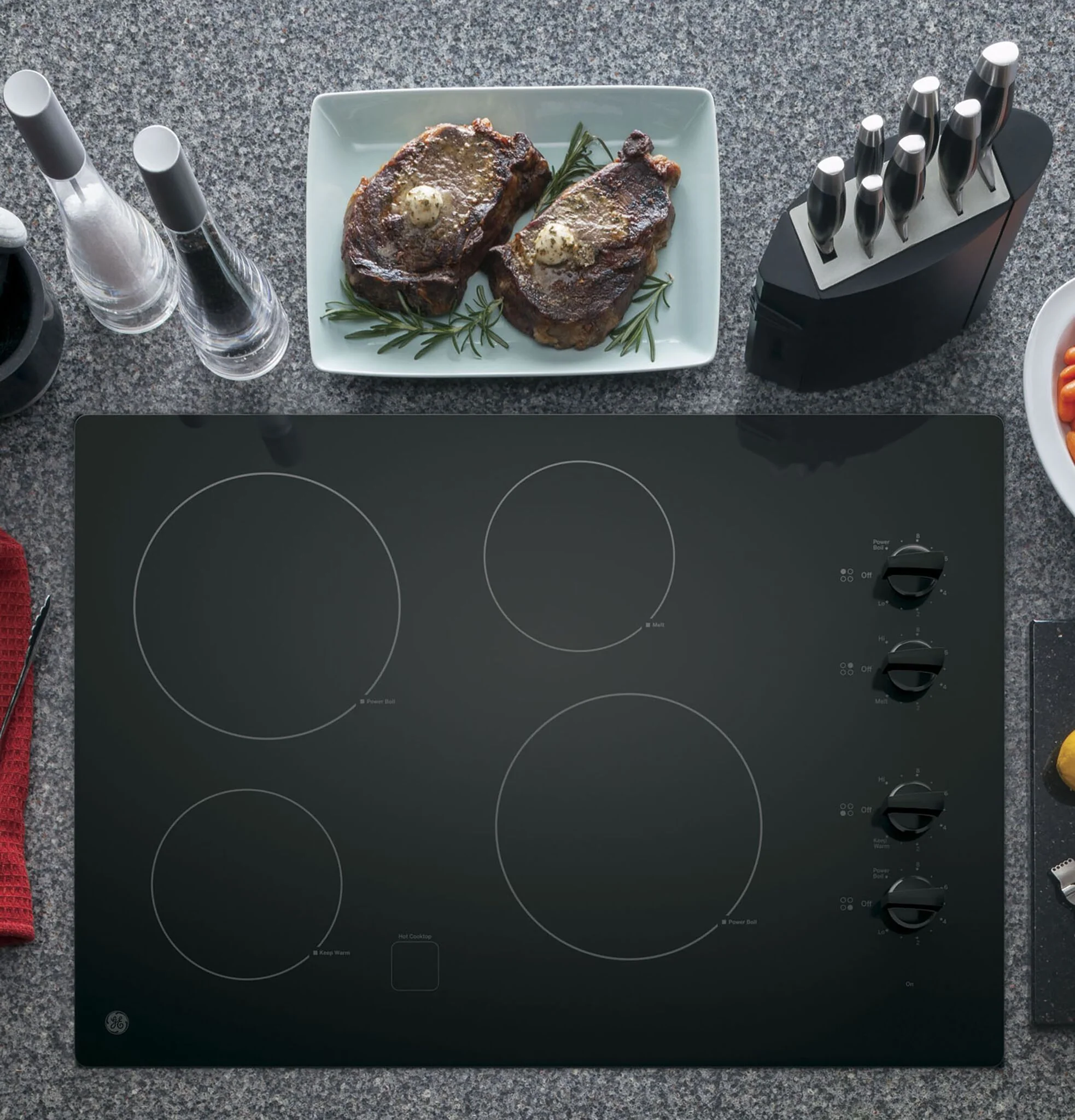 GE Black 30" Knob Control Electric Cooktop- JP3030DWBB - Image 3