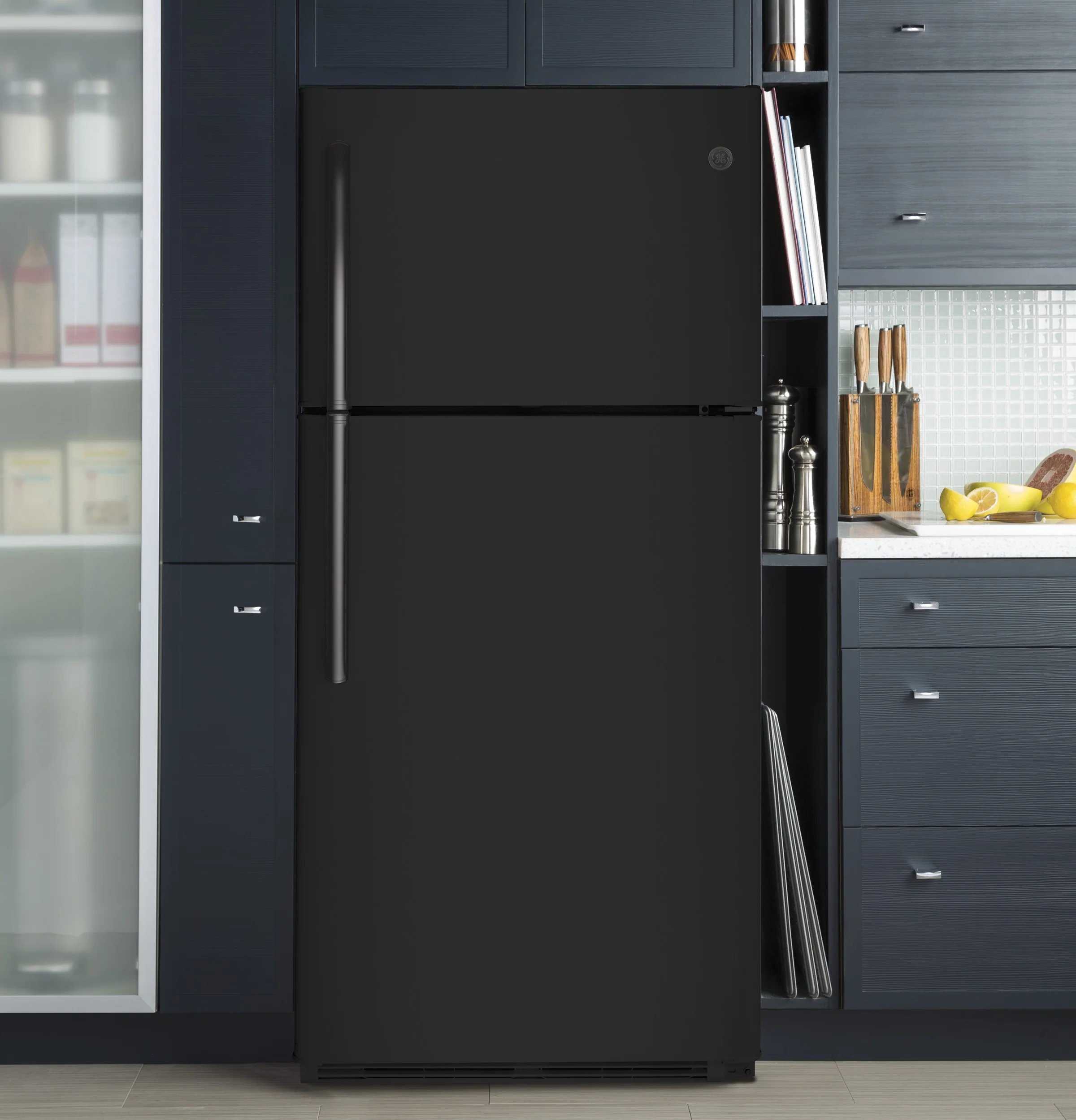 GE 29.75" 18 Cu. Ft. Black Top-Freezer Refrigerator - GTS18FTLKBB - Image 3