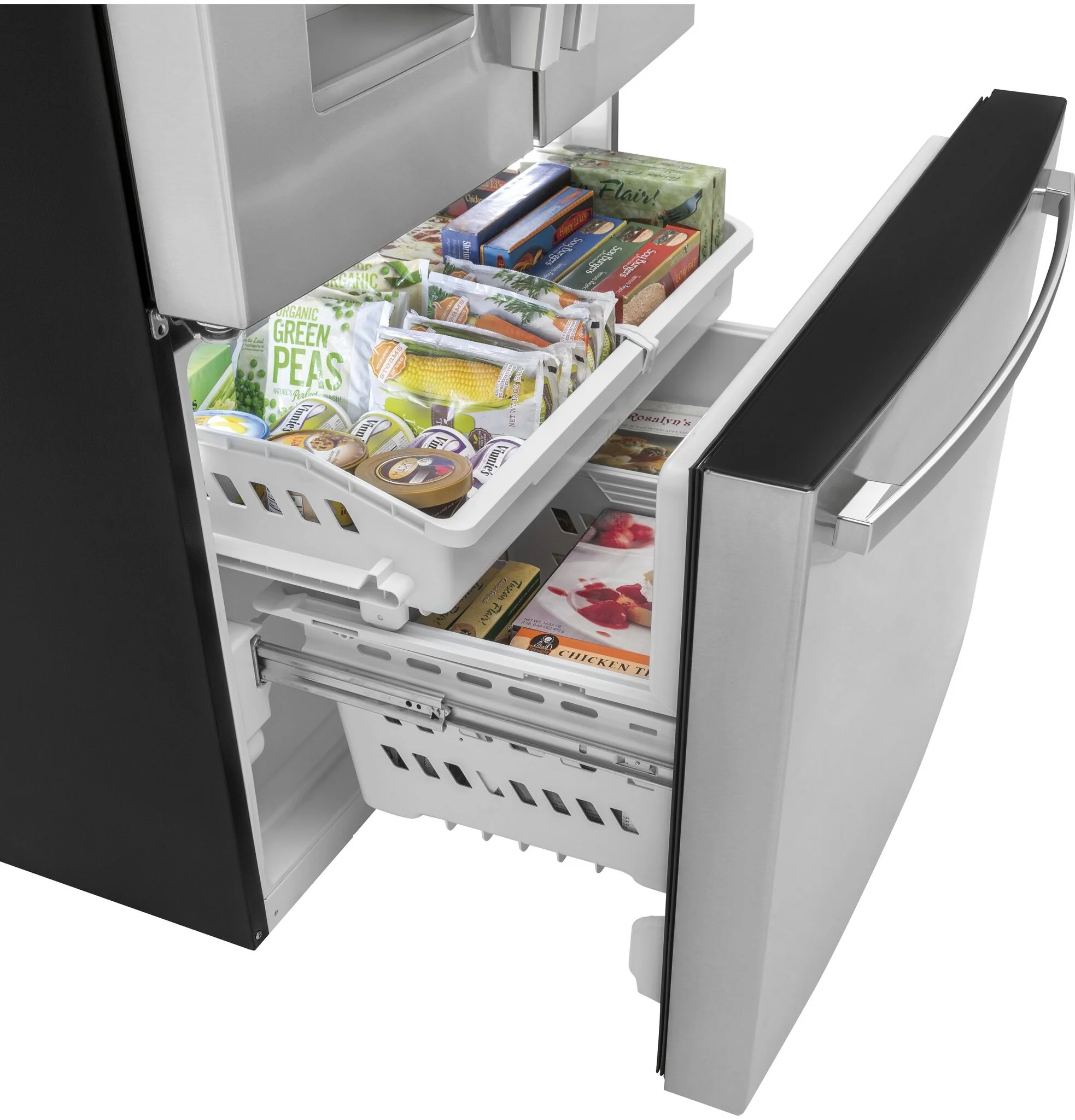 GE 35.75" 20.6 Cu. Ft. Fingerprint Resistant Stainless Steel Counter-Depth French Door Refrigerator with Energy Star - GYE21JYMFS - Image 3