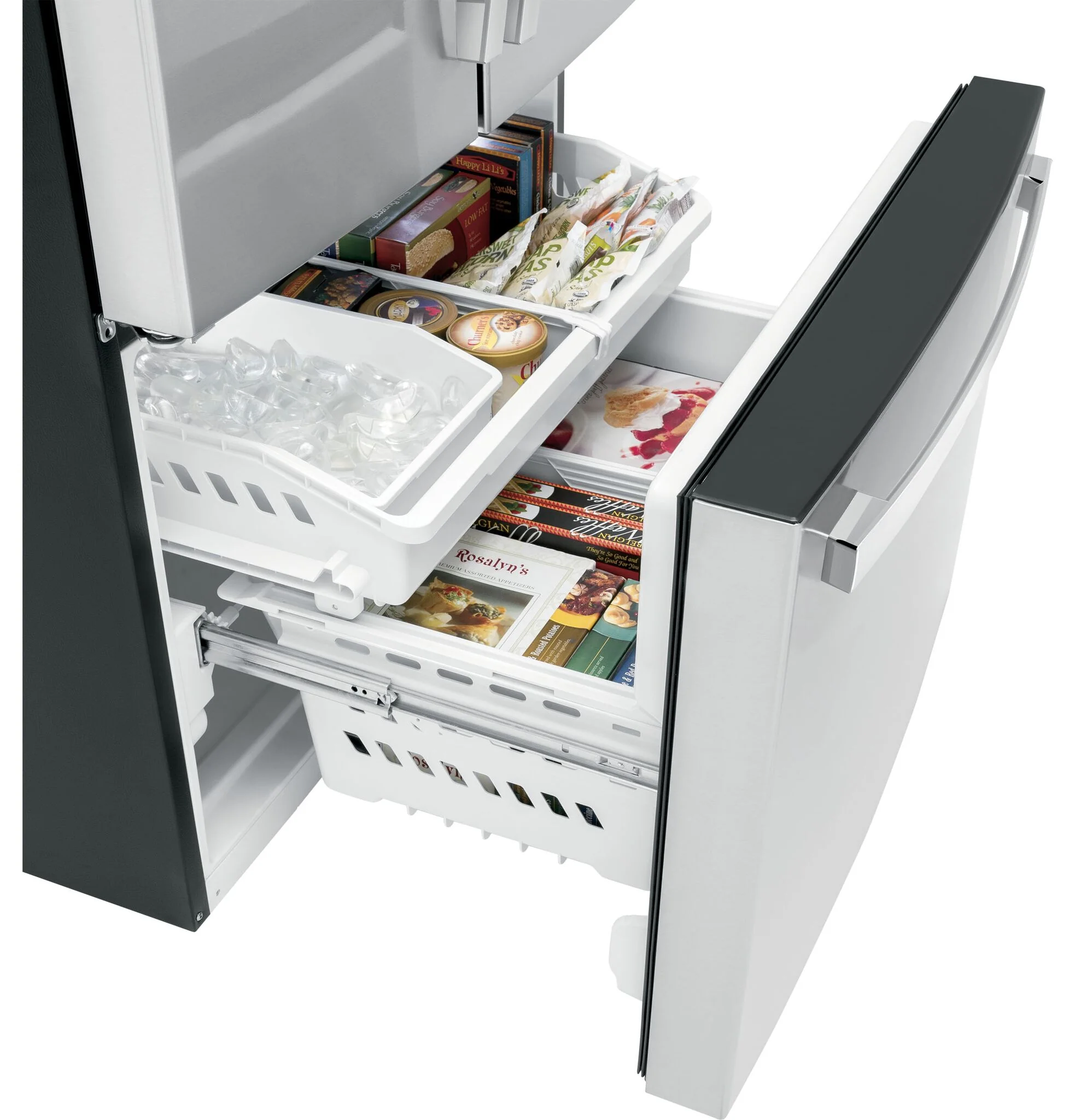 GE 35.75" 21.9 Cu. Ft. Fingerprint Resistant Stainless Steel Counter-Depth French Door Refrigerator - GWE22JYMFS - Image 3
