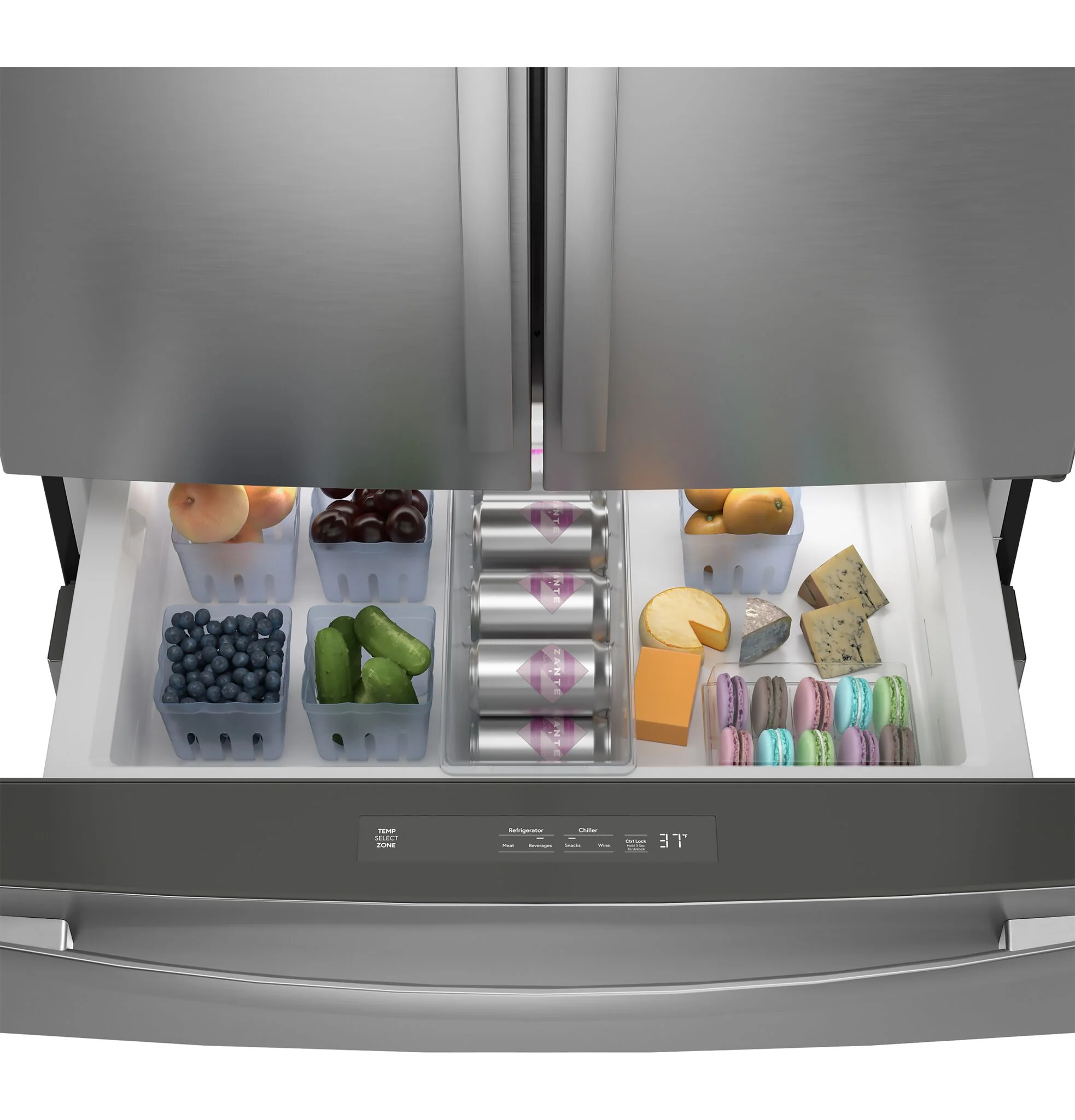 GE Profile 35.75" 28.7 Cu. Ft. Fingerprint Resistant Stainless Steel 4-door French Door Refrigerator - PGE29BYTFS - Image 4