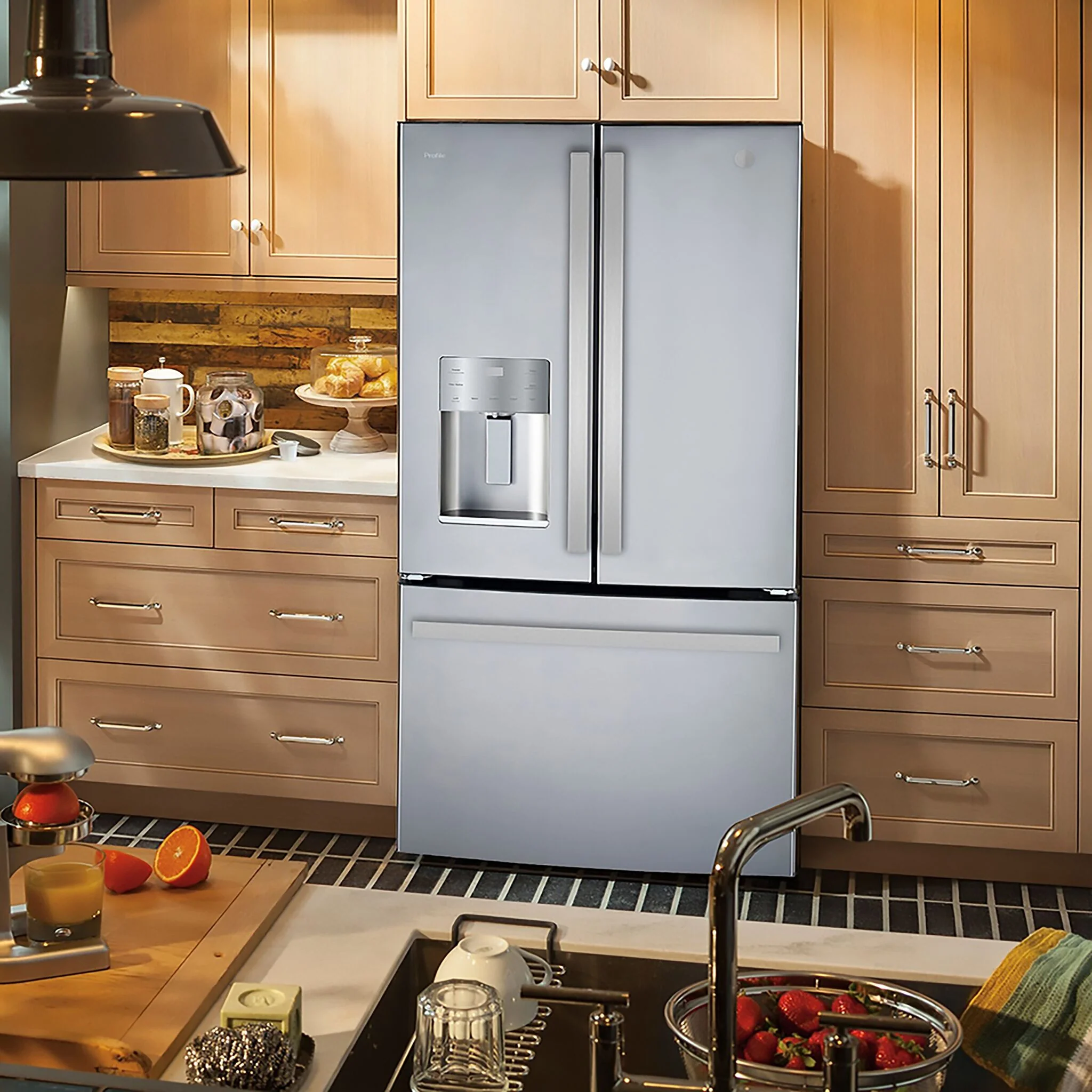 GE Profile 32.75" 17.5 Cu. Ft. Fingerprint Resistant Stainless Steel Counter-Depth French Door Refrigerator - PYE18HYRCFS - Image 2