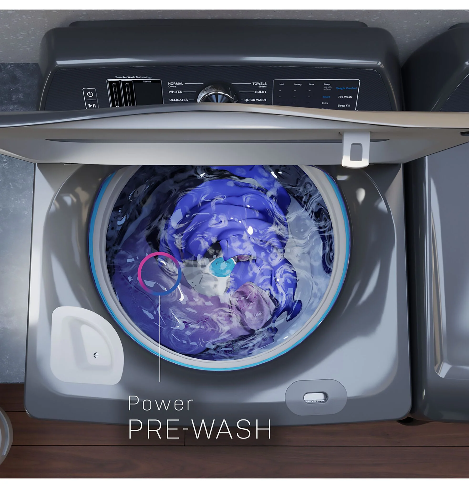 GE Profile Sapphire Blue Top Load IEC Washer with Smarter Wash Technology (6.2 cu. ft.) - PTW800BPWRS - Image 4