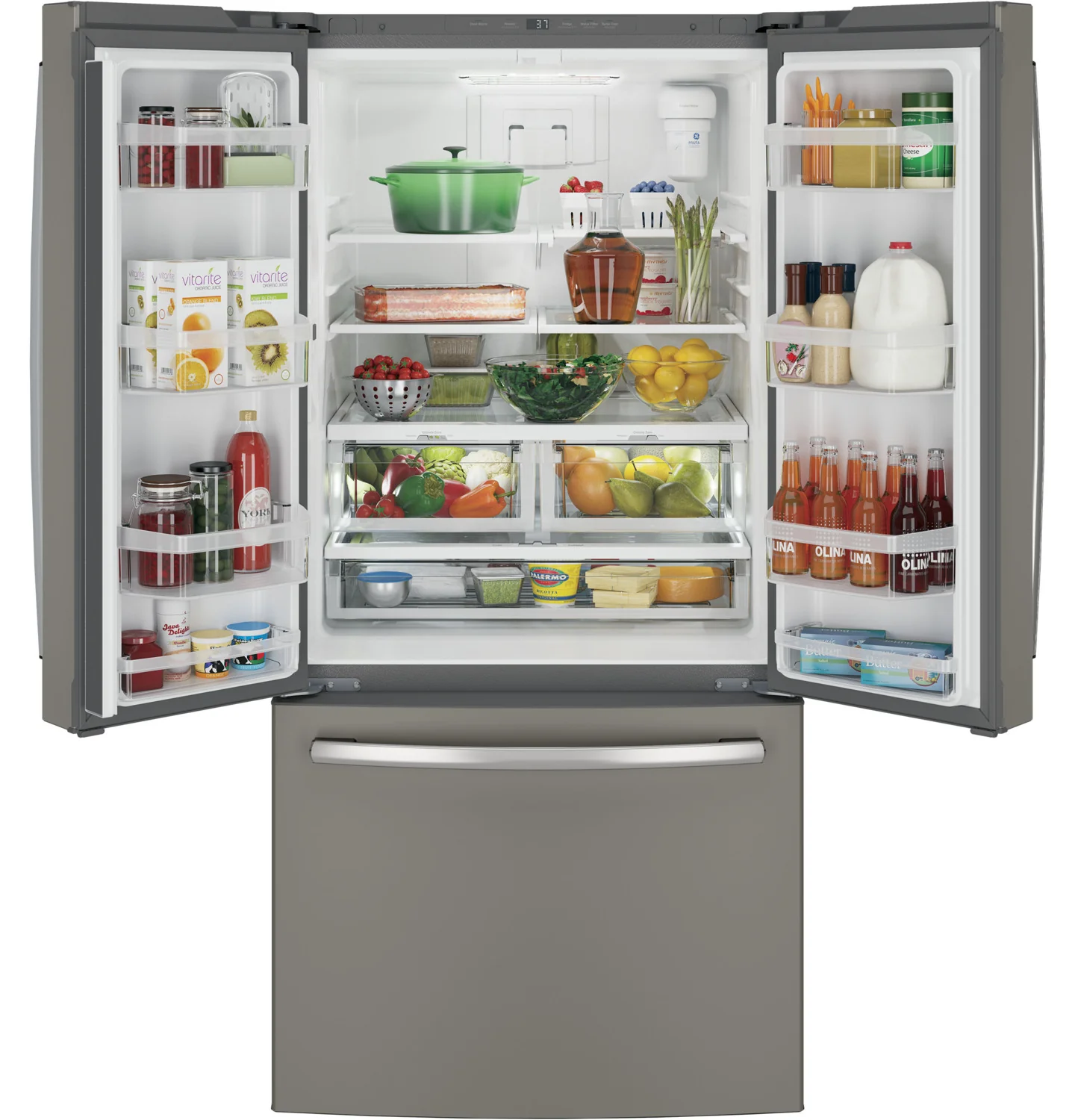 GE 32.75" 18.6 Cu. Ft. Slate Counter-Depth French Door Refrigerator - GWE19JMLES - Image 5