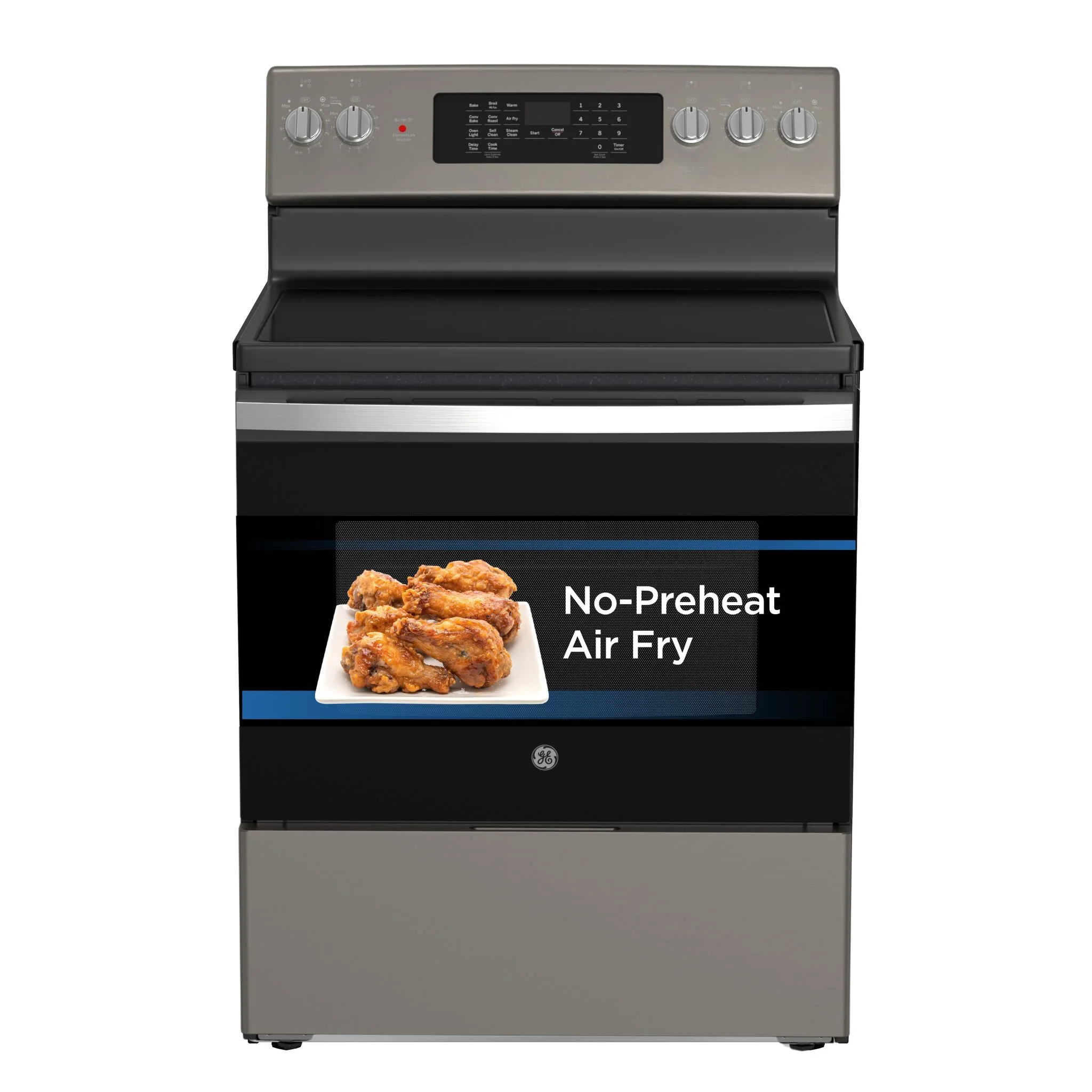 GE Slate Freestanding Electric Convection Range with No-Preheat Air Fry (5.0 Cu. Ft.) - JCB840ETES - Image 4
