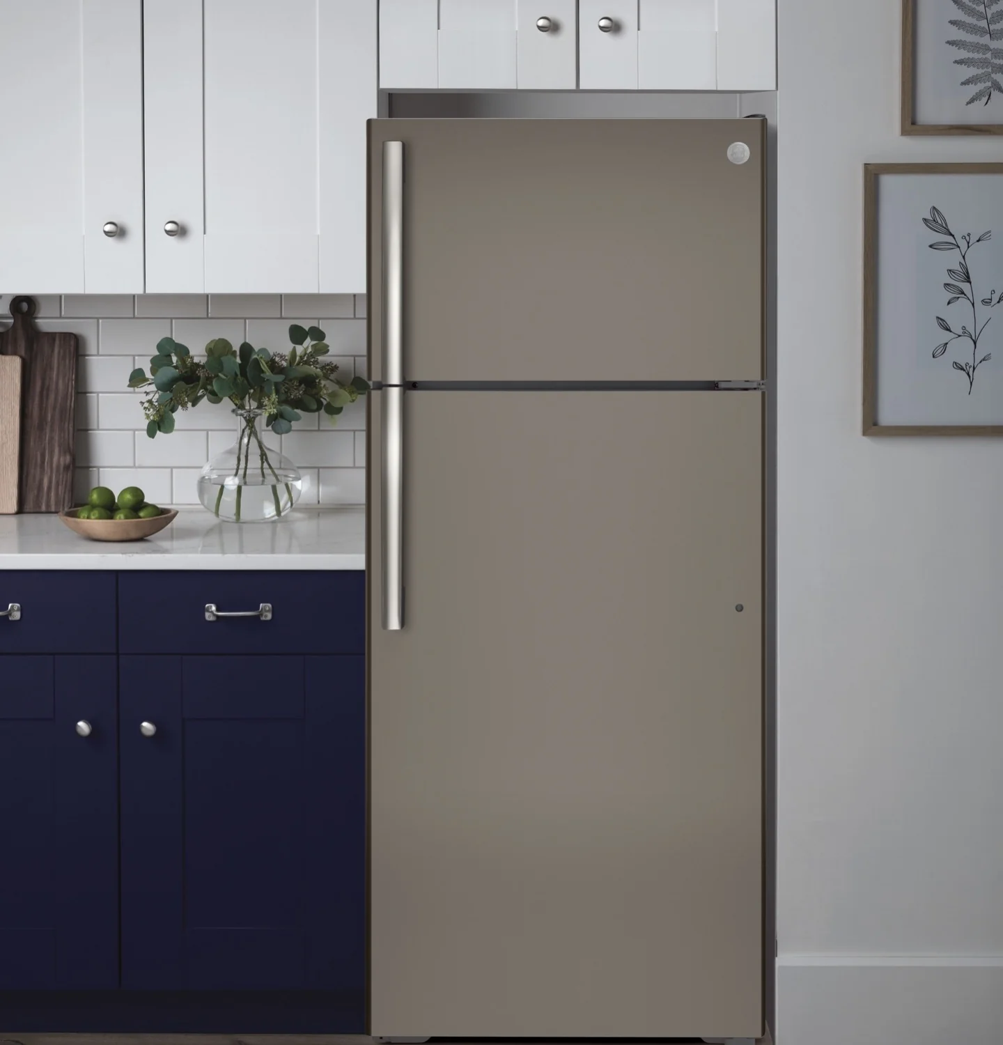 GE 28" 17.5 Cu. Ft. Slate Top-Freezer Refrigerator - GTE18GMNRES - Image 2