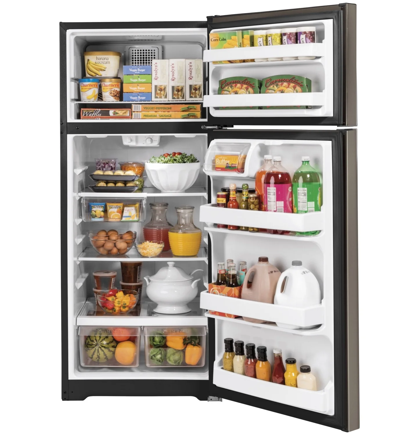 GE 28" 17.5 Cu. Ft. Slate Top-Freezer Refrigerator - GTE18GMNRES - Image 4