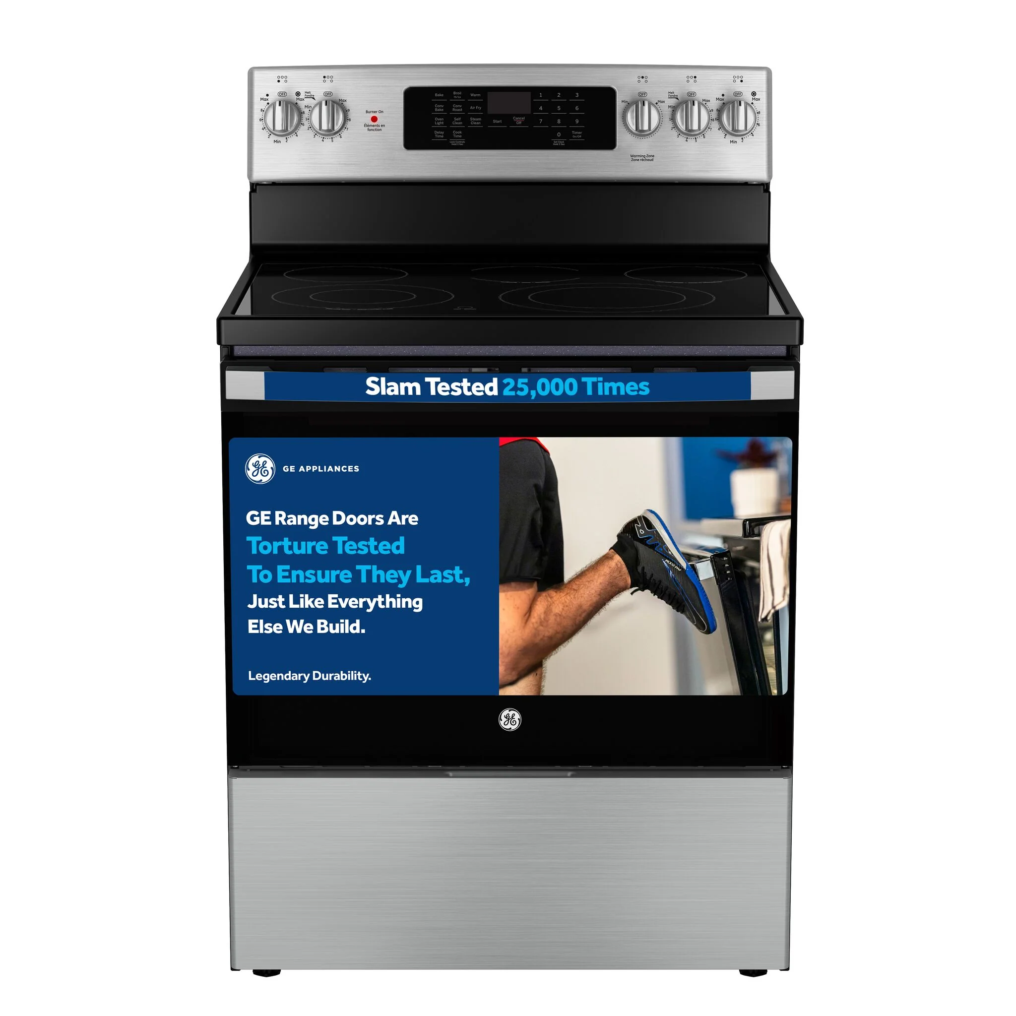 GE Stainless Steel Free-Standing Electric Convection Range with No-Preheat Air Fry (5.0 cu.ft) - JCB840STSS - Image 2