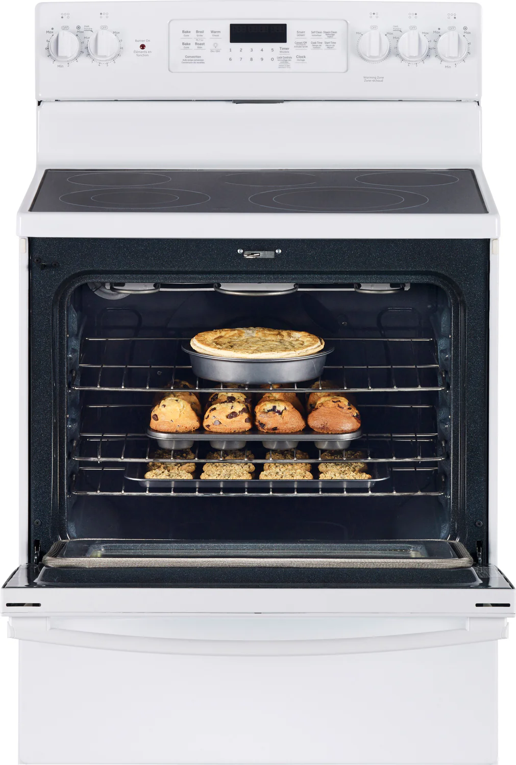 GE White Freestanding Electric Convection Range (5.0 Cu. Ft.) - JCB840DKWW - Image 2