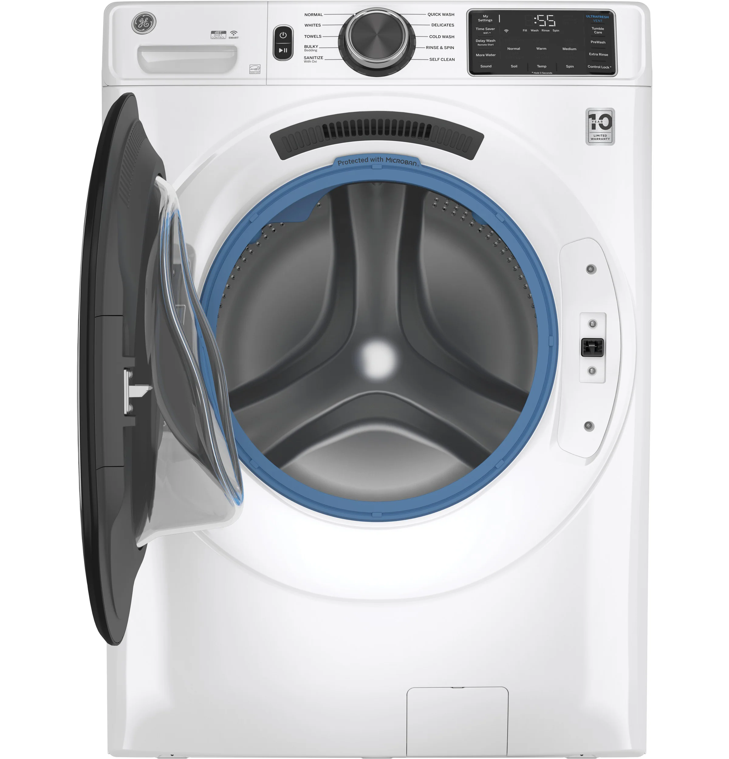 GE White Front Load Washer (5.5 Cu. Ft.) - GFW550SMNWW - Image 2