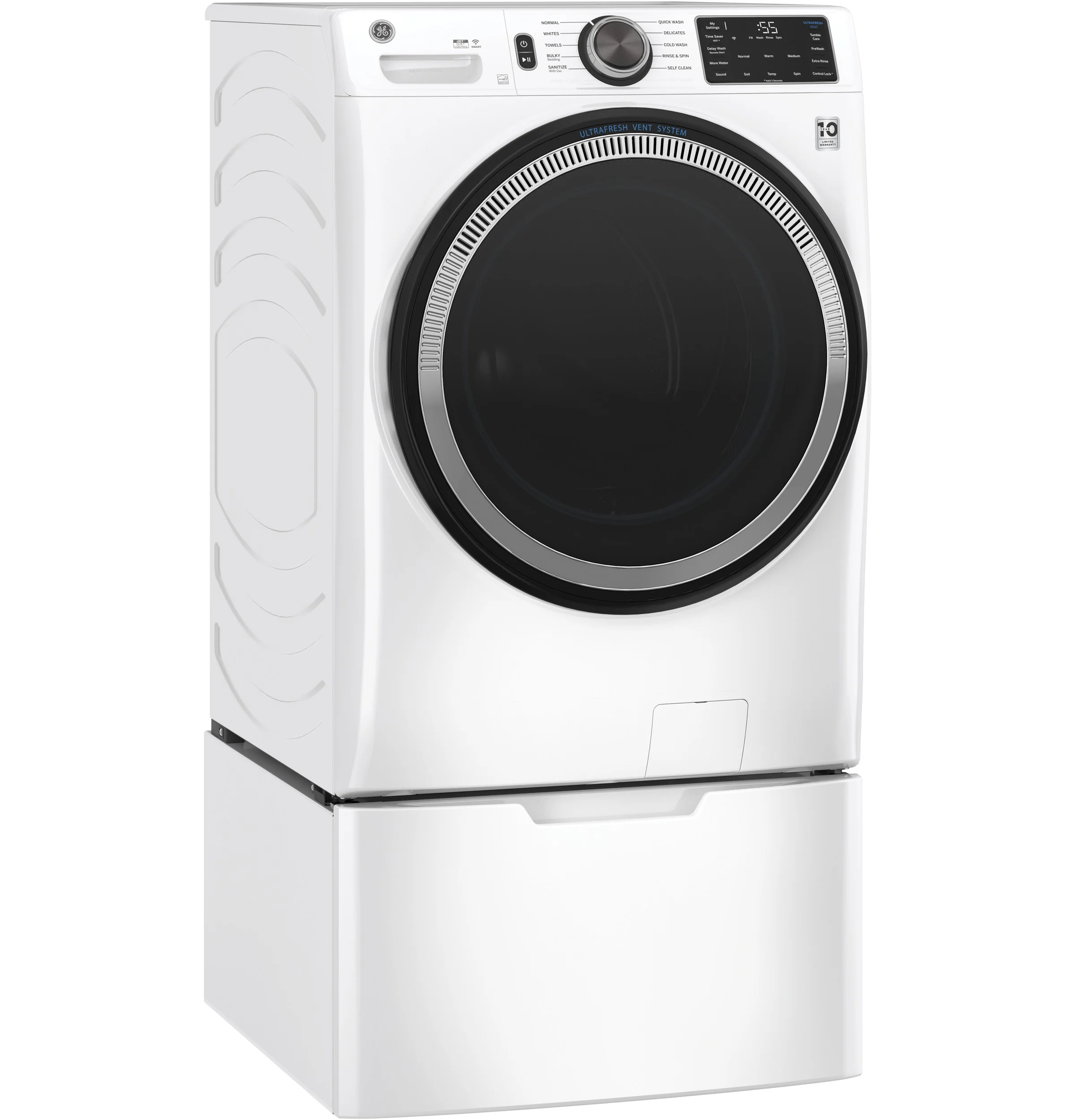 GE White Front Load Washer (5.5 Cu. Ft.) - GFW550SMNWW - Image 4