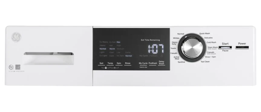 GE White Front Load Washer with Steam (2.8 IEC Cu.Ft.) & Ventless Condenser Electric Dryer (4.1 Cu.Ft.) - GFW148SSMWW/GFT14JSIMWW - Image 3